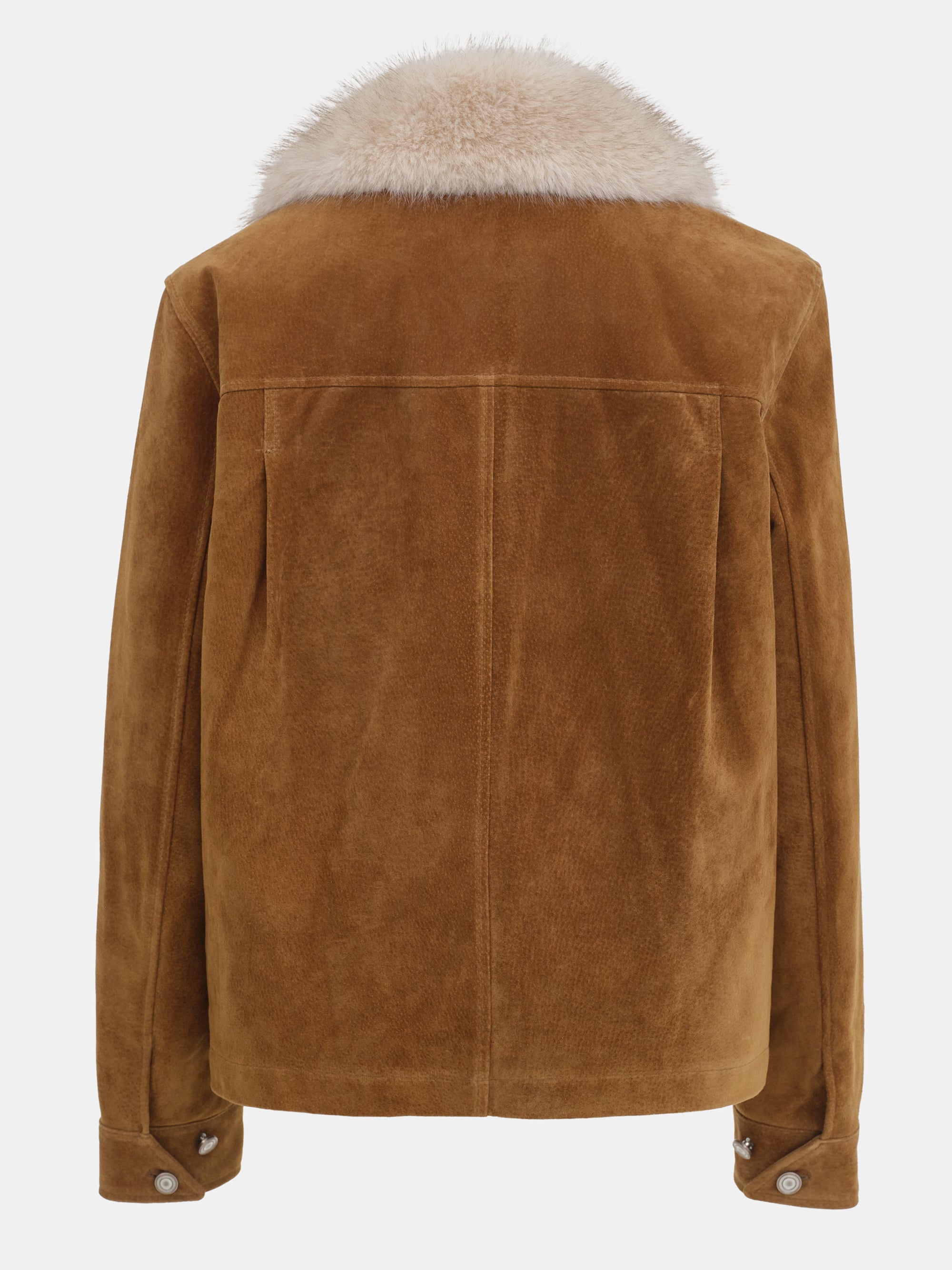 Faux-Fur Collar Suede Jacket, Camel