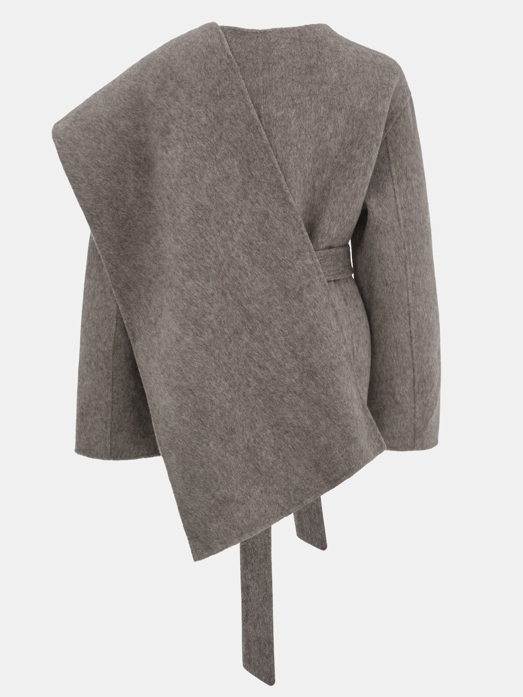 100% Wool Shawl Half Coat, Brown