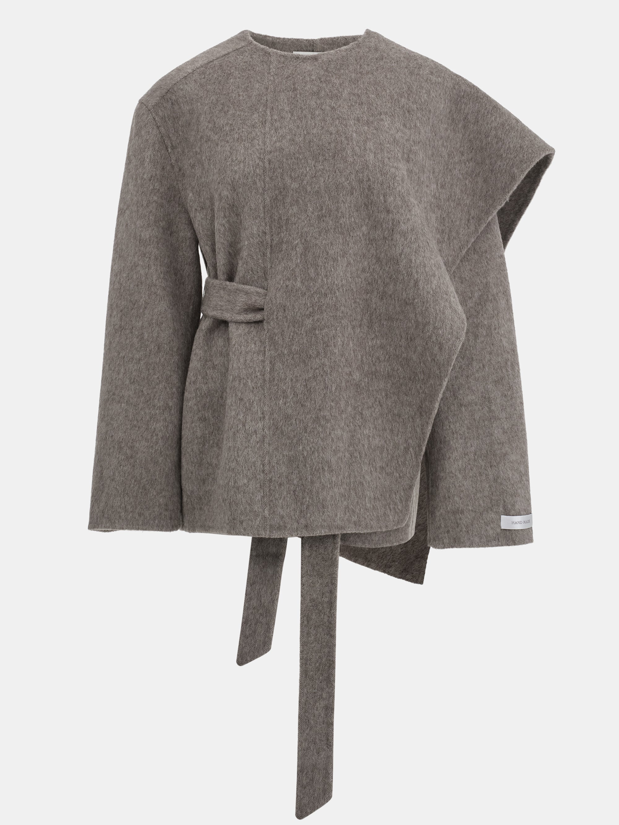 100% Wool Shawl Half Coat, Brown