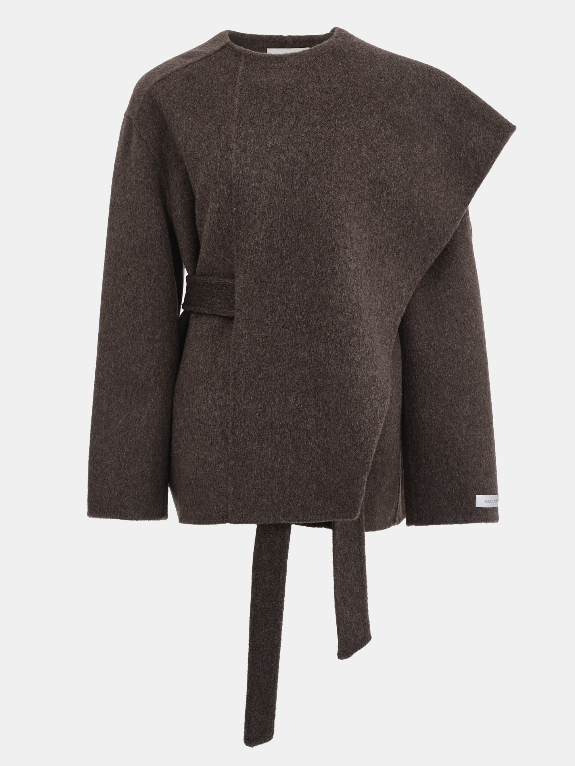 100% Wool Shawl Half Coat, Chocolate