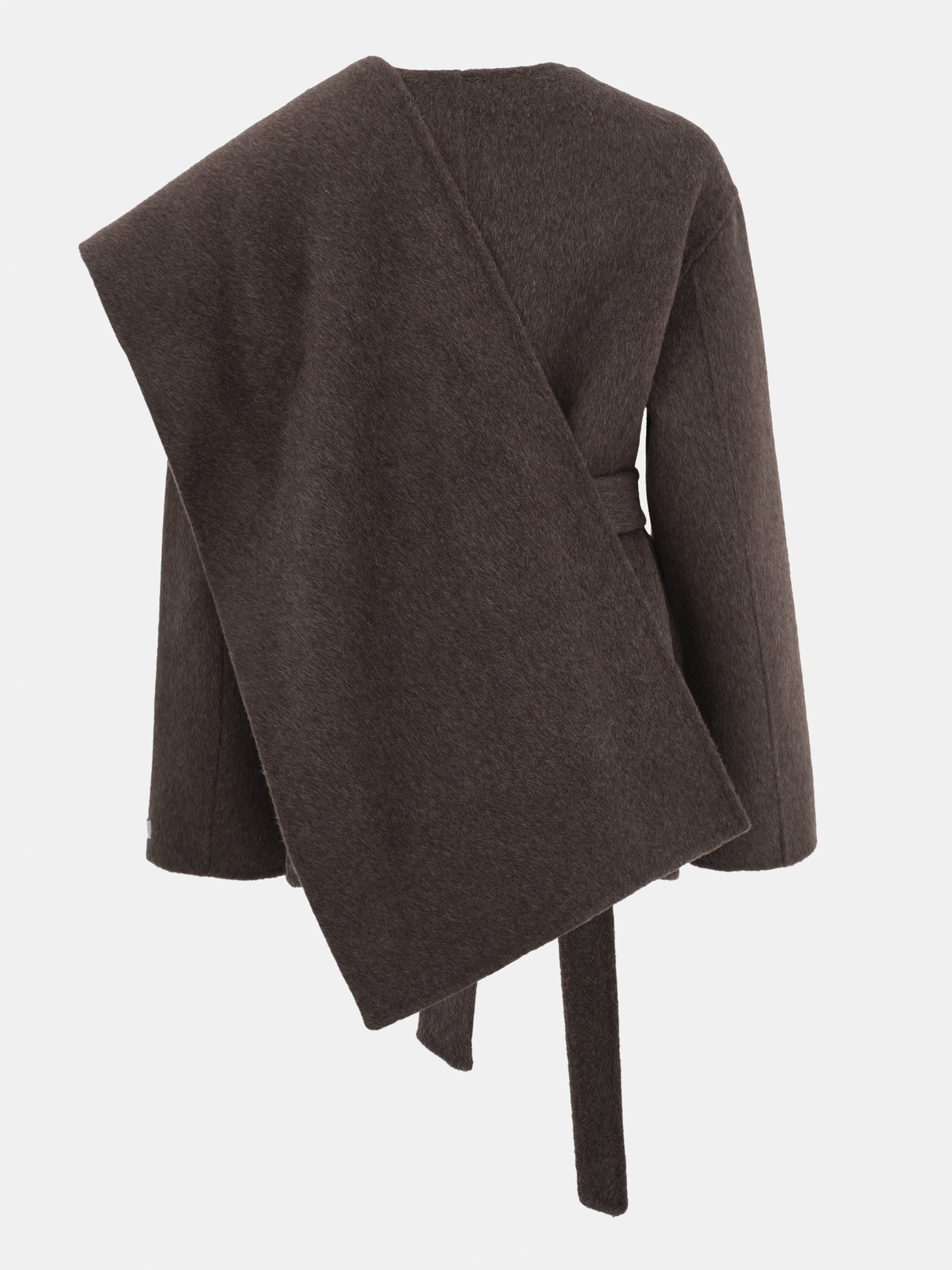 100% Wool Shawl Half Coat, Chocolate