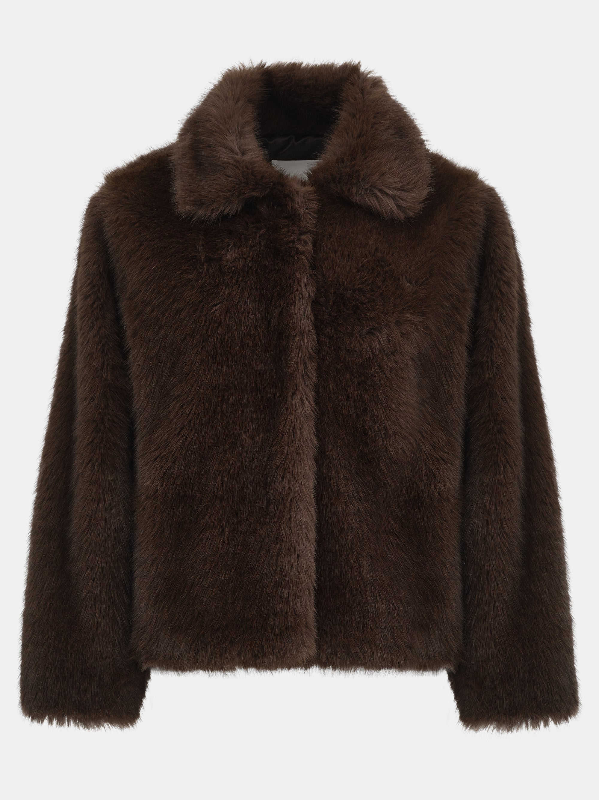 Faux-Fur Collar Jacket,  Brown