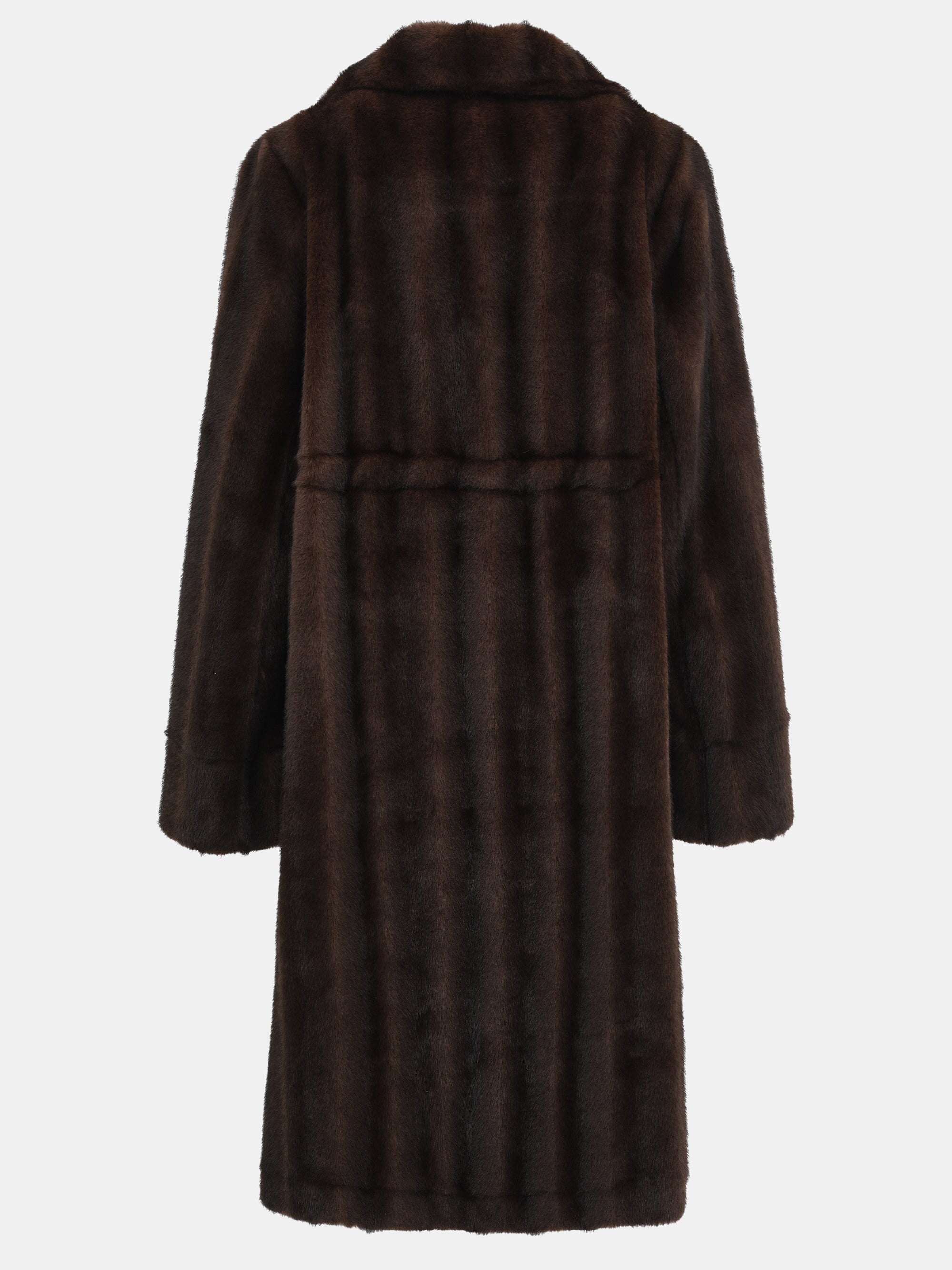 Notched Lapel Faux-Fur Coat, Chocolate