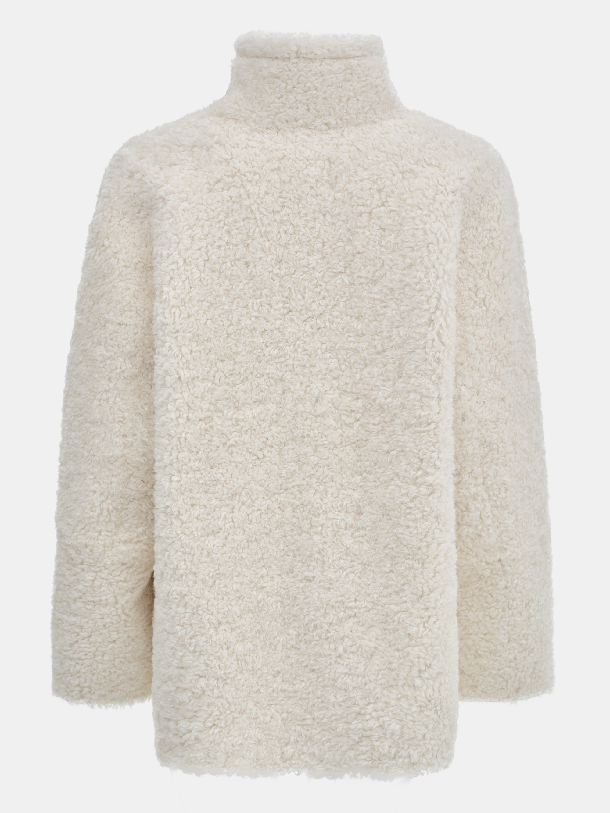Shawl-Collar Shearling Jacket, Ivory