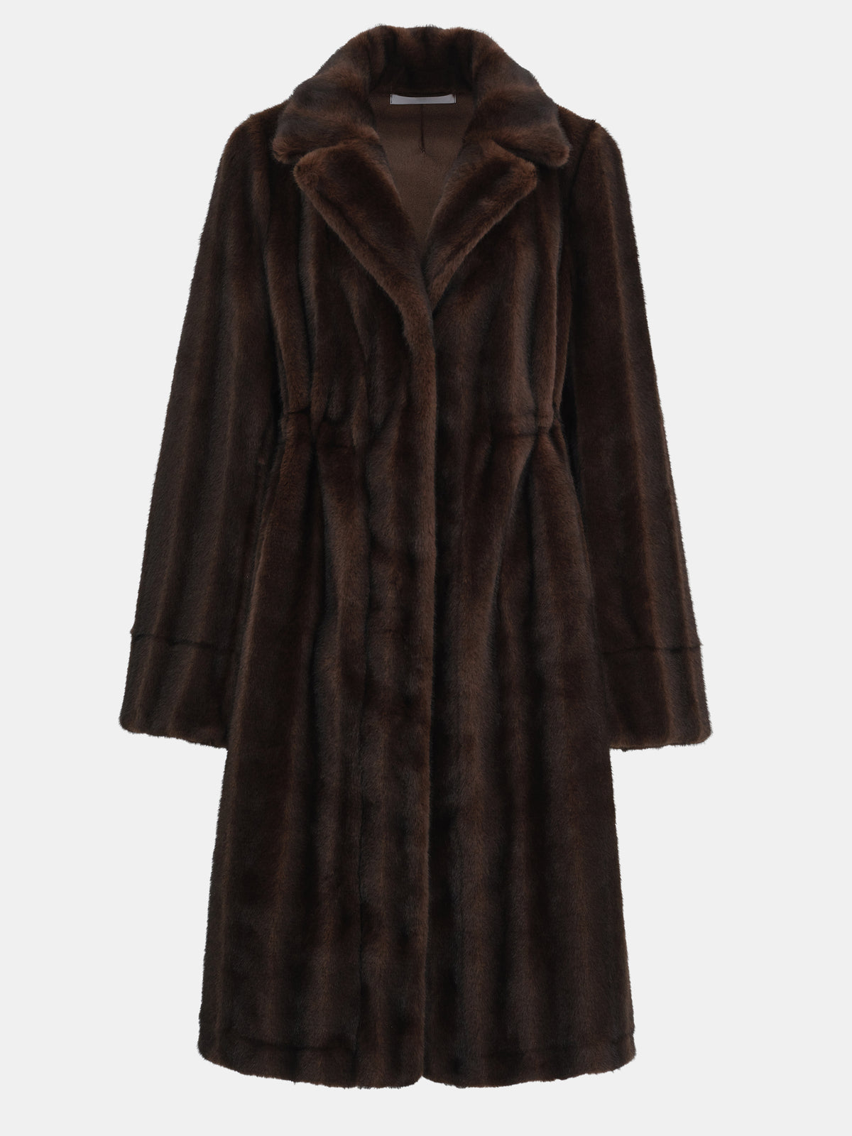 Meo Notched Lapel Faux-Fur Coat, Chocolate