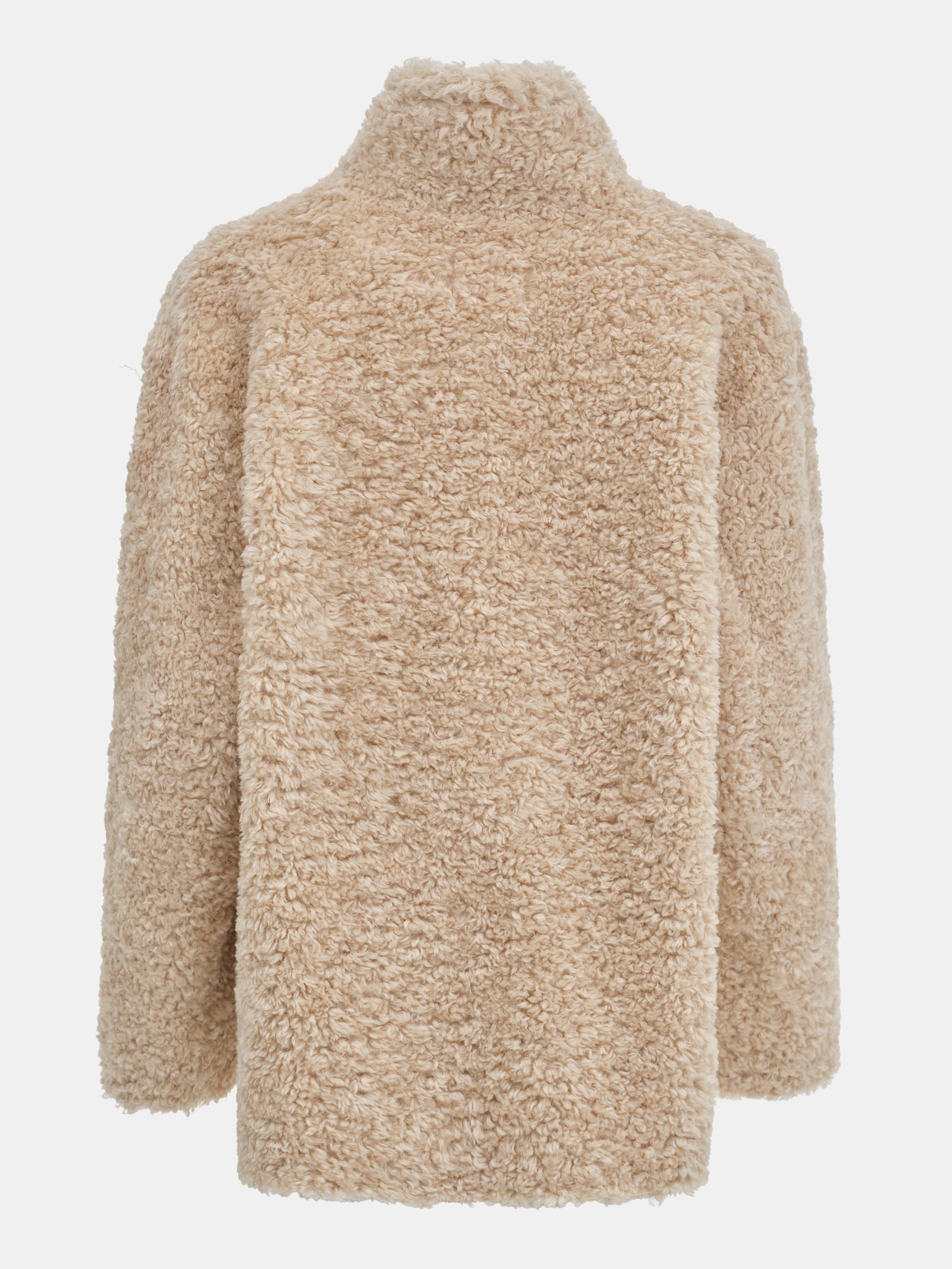 Shawl-Collar Shearling Jacket, Beige