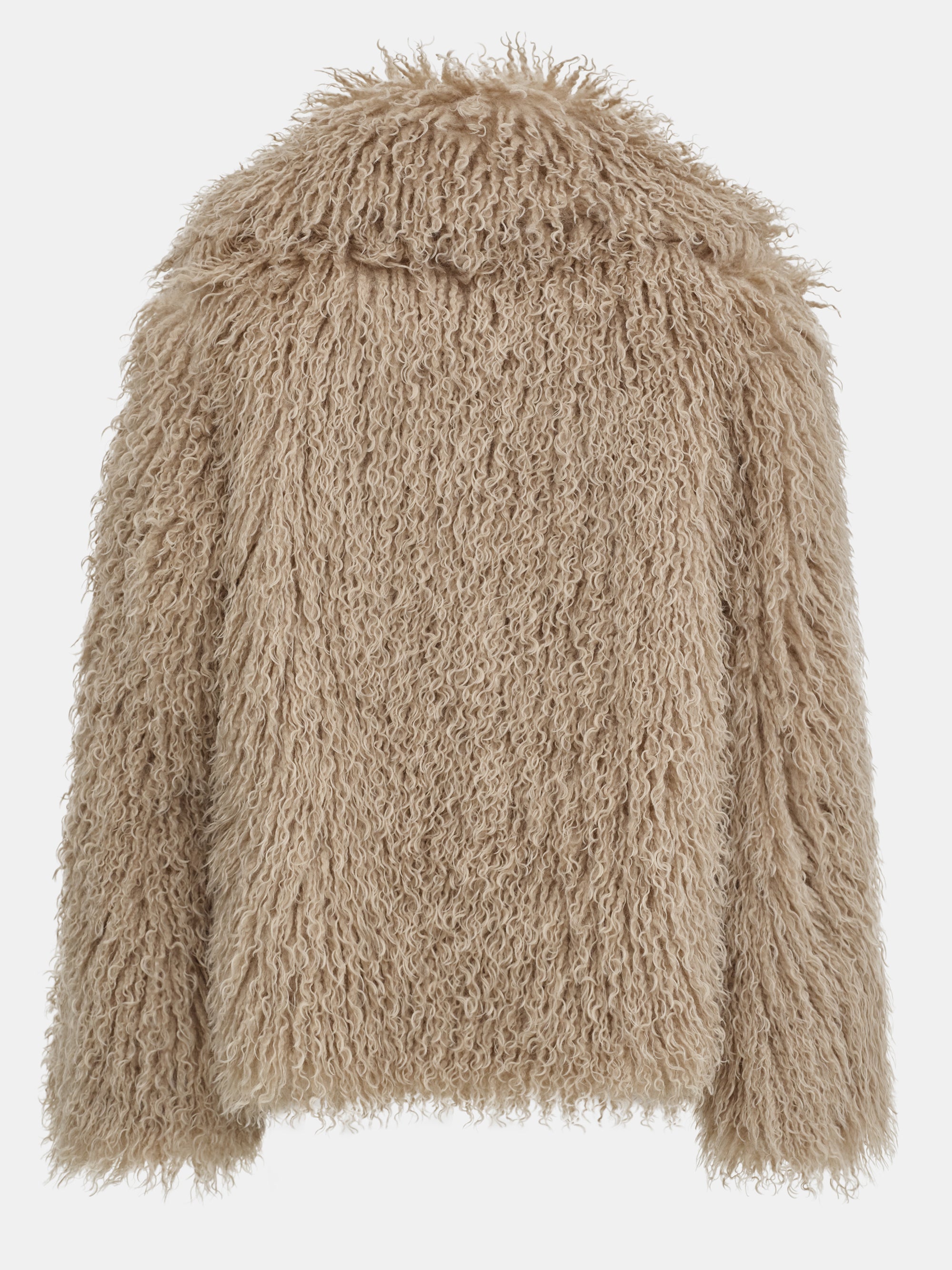 Long Hair Faux-Fur Jacket, Brown