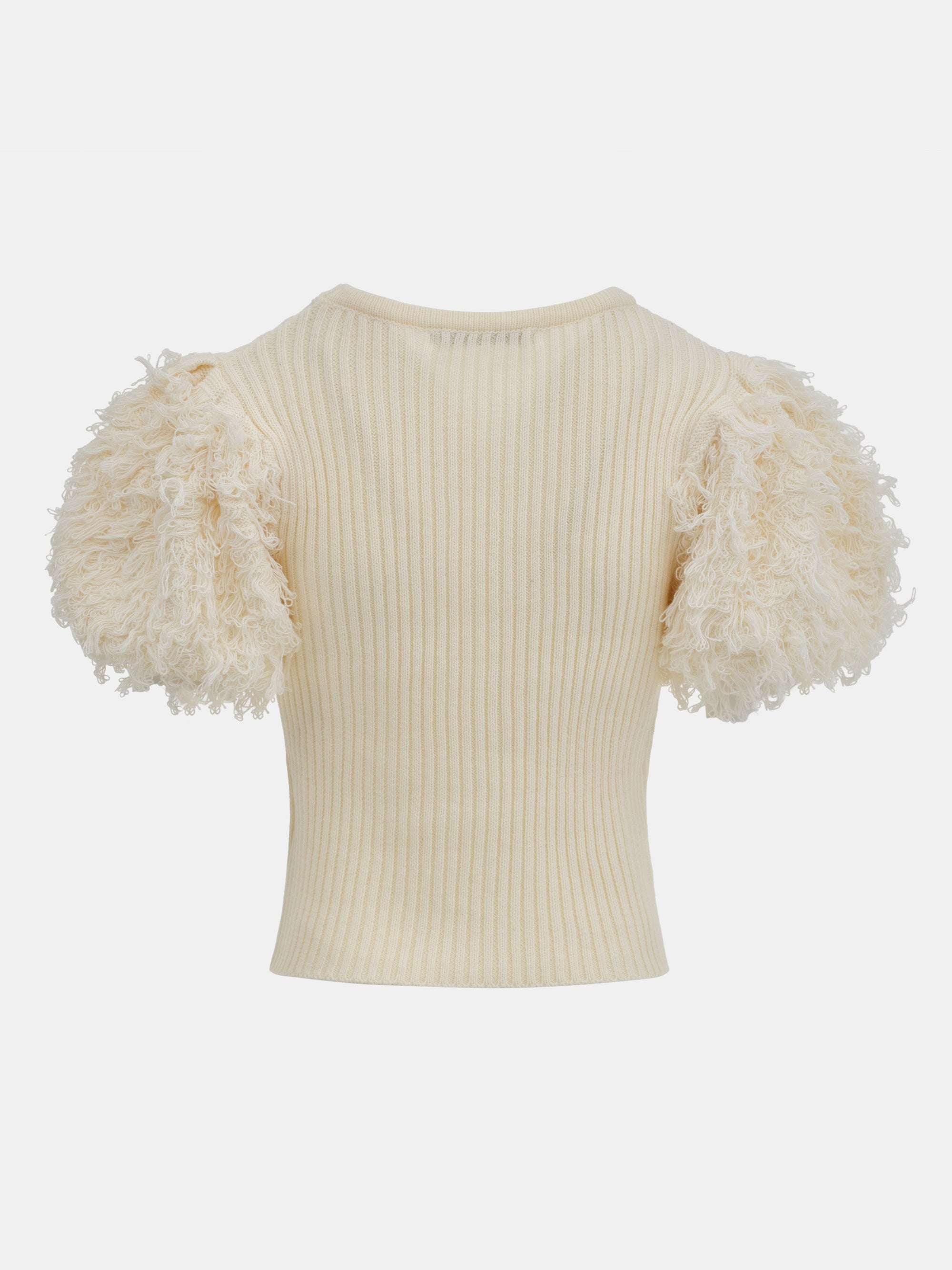 Faux Shearling Knit Top, Ivory