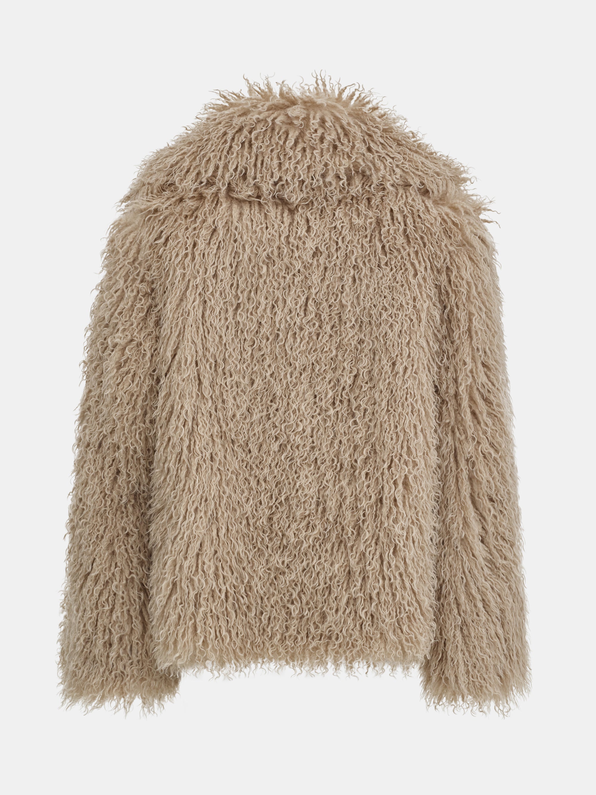 Long Hair Faux-Fur Jacket, Brown