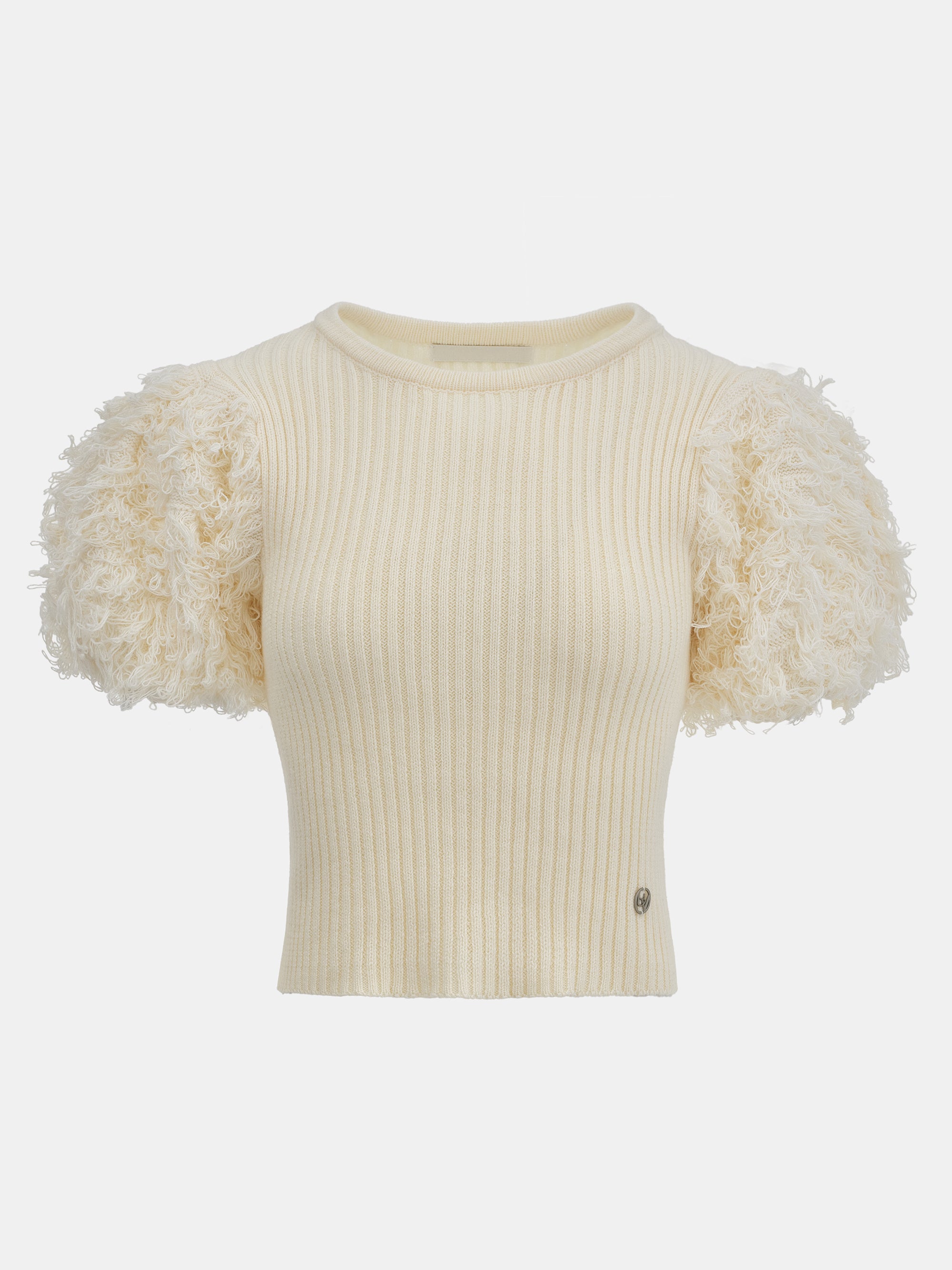 Faux Shearling Knit Top, Ivory