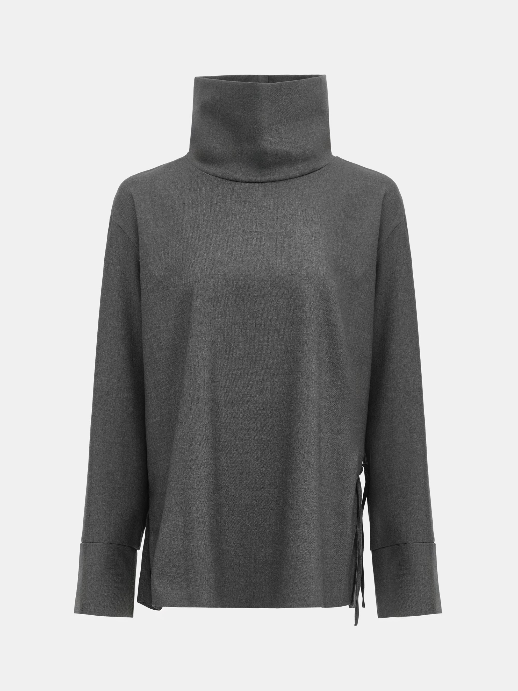 High-Neck Blouse, Grey