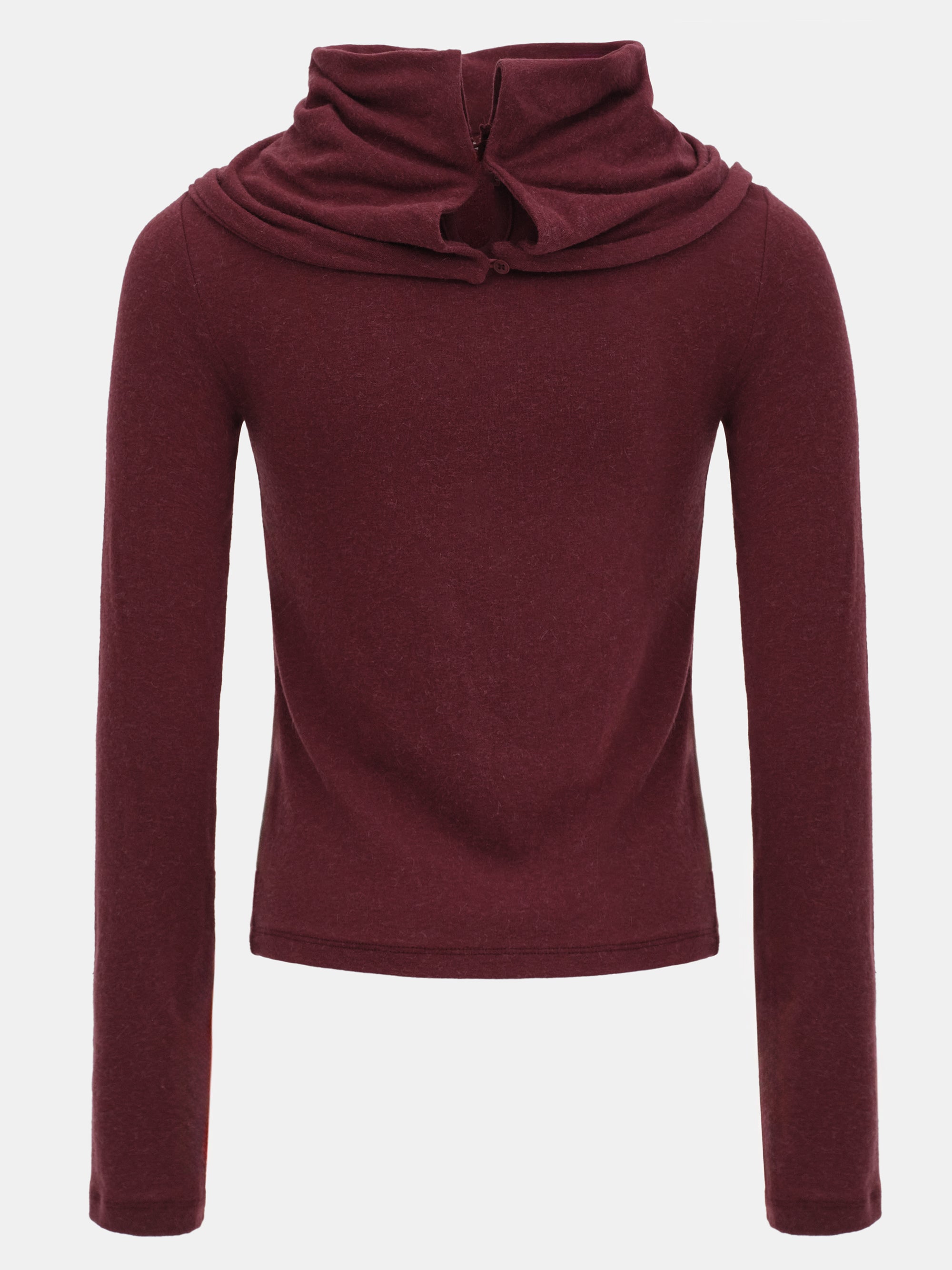 Draped High Neck Top, Burgundy