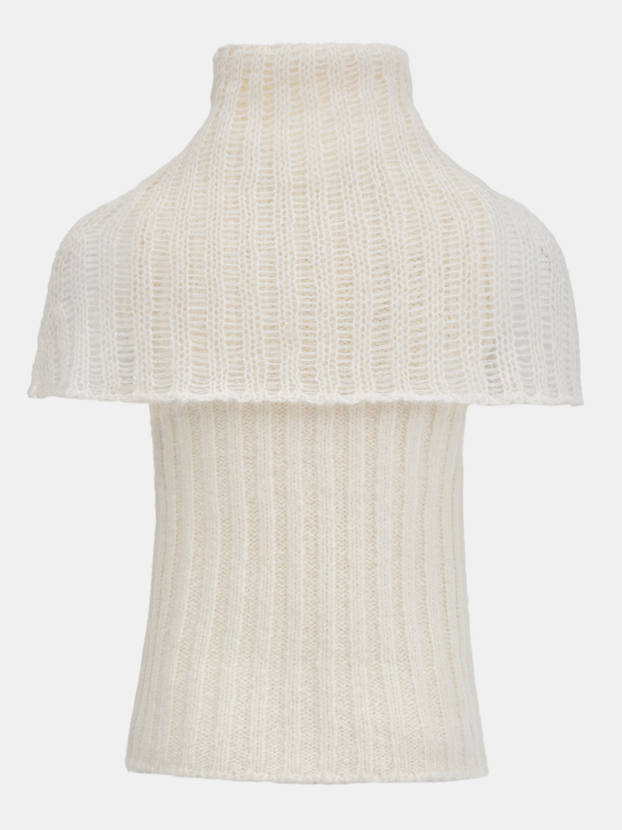 Neck Warmer Knit Top, Ivory