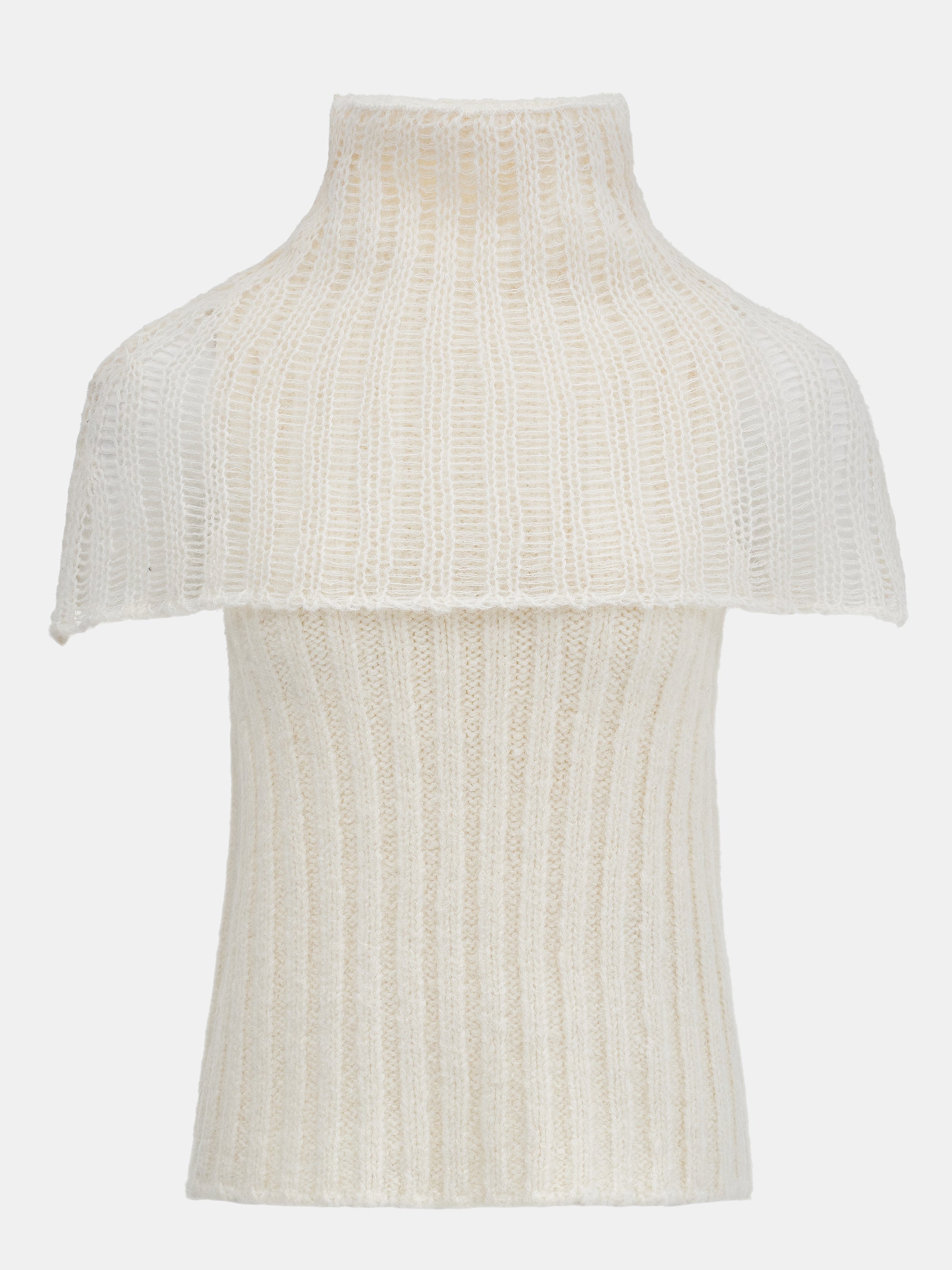 Neck Warmer Knit Top, Ivory