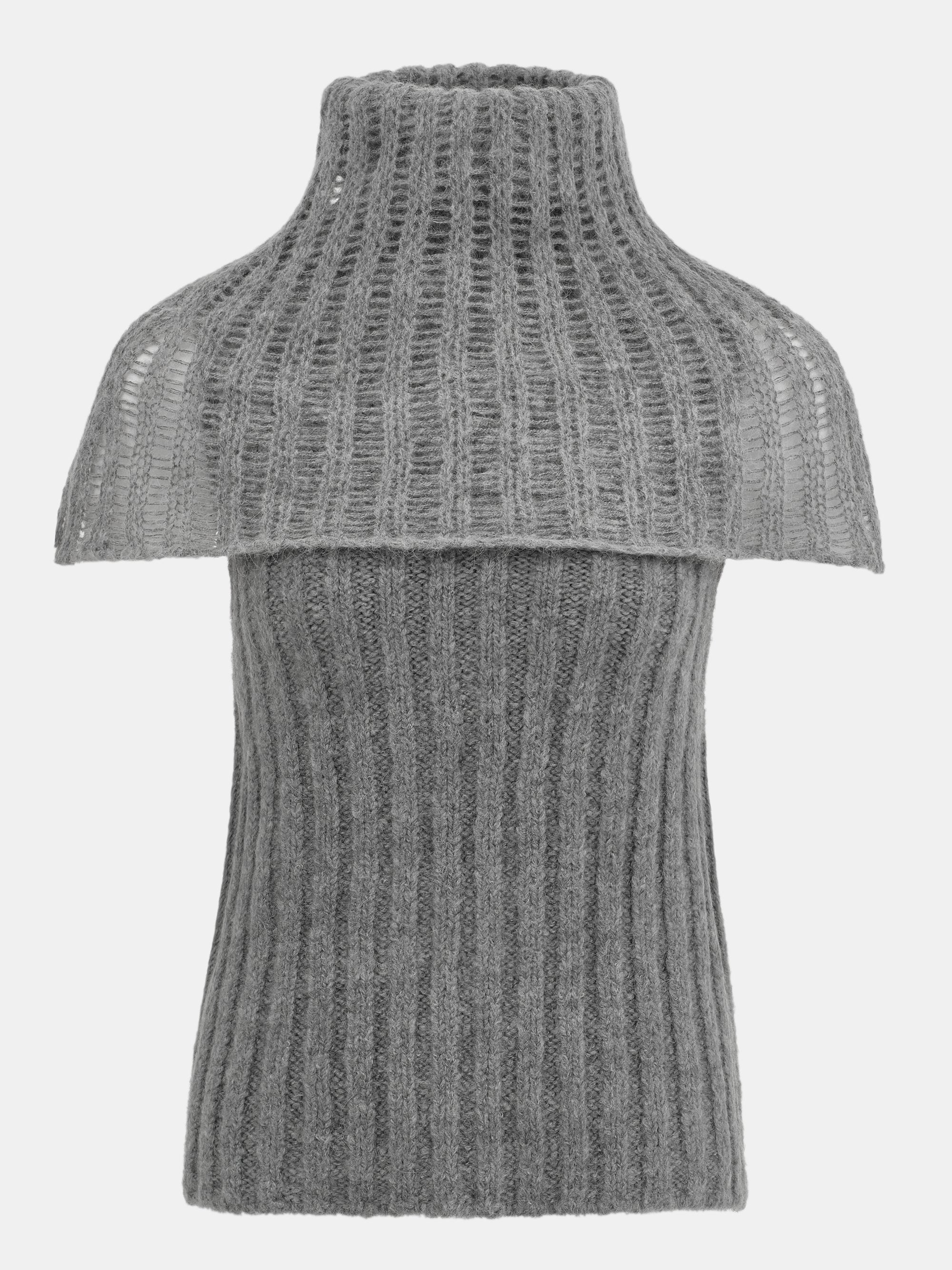 Neck Warmer Knit Top, Grey