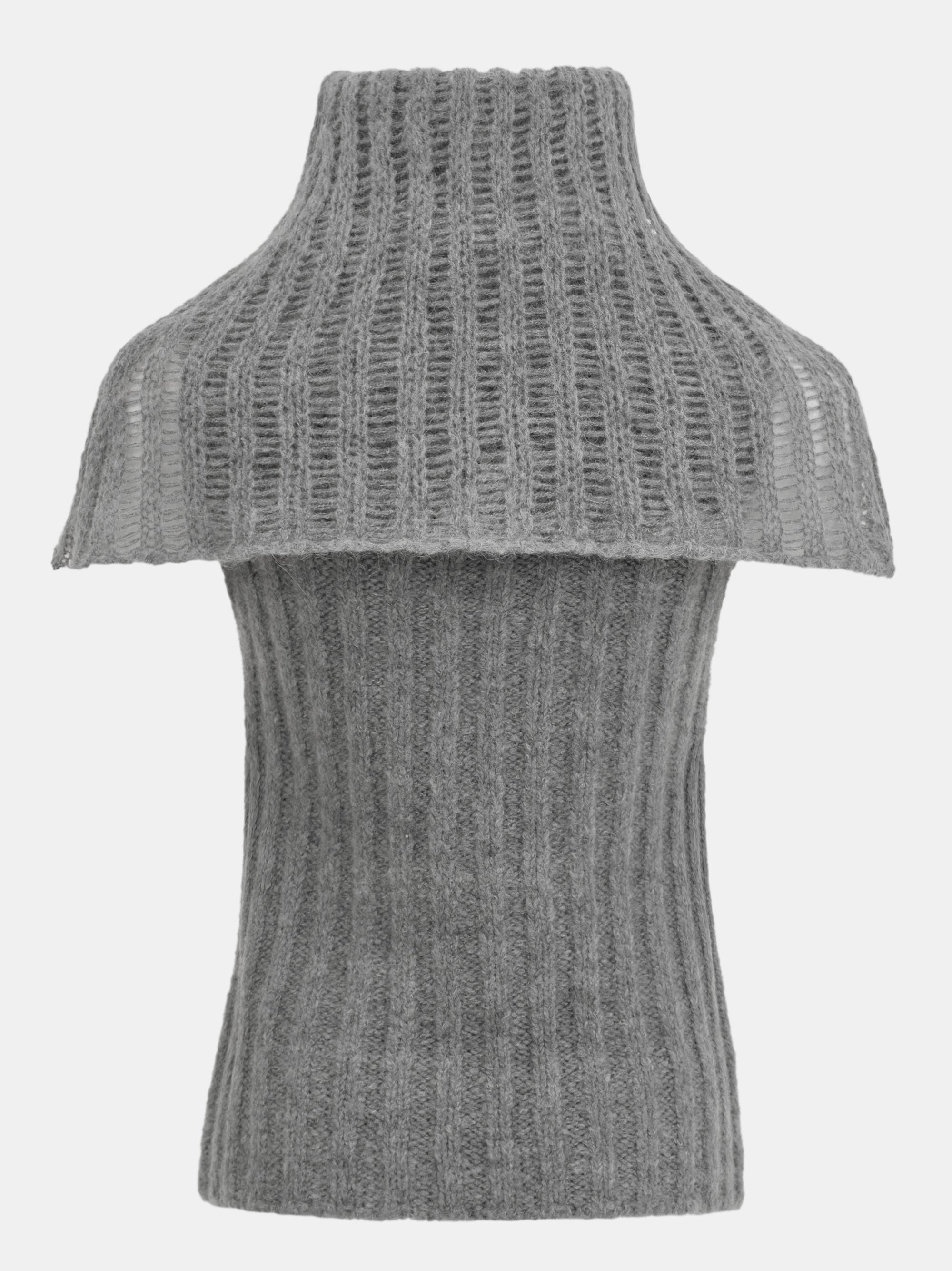 Neck Warmer Knit Top, Grey