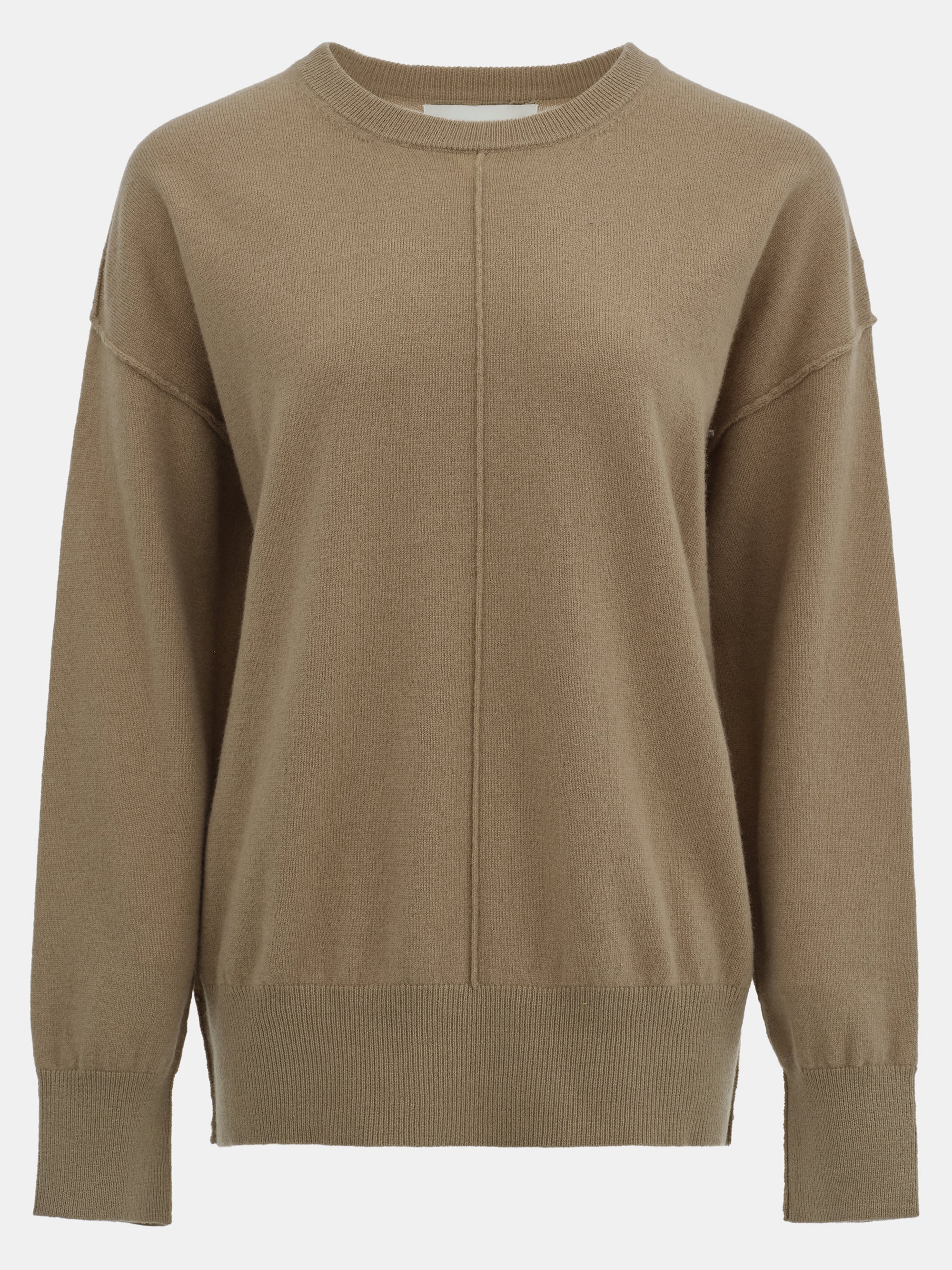 Round-Neck Wool Top, Brown