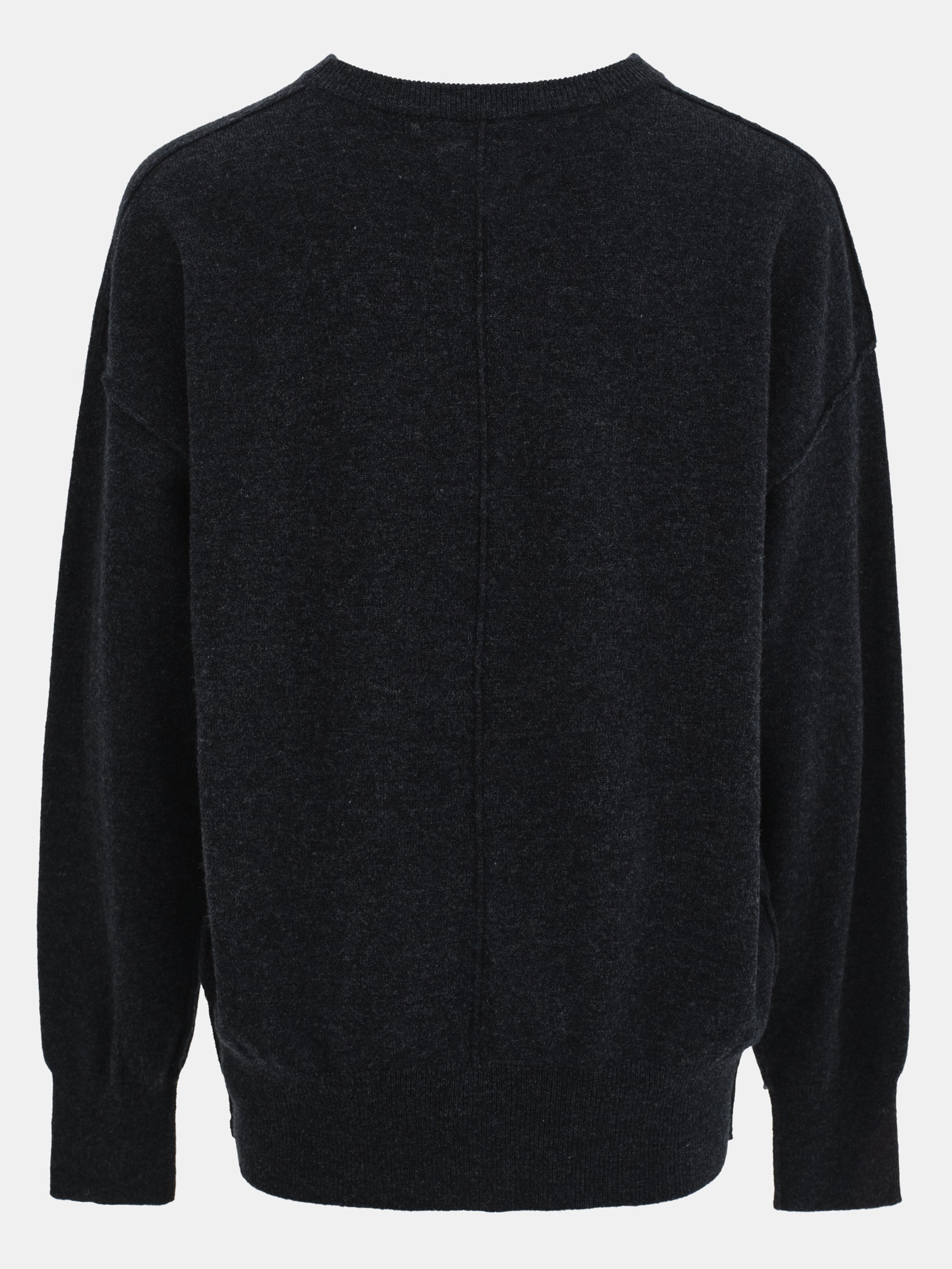 Round-Neck Wool Top, Black