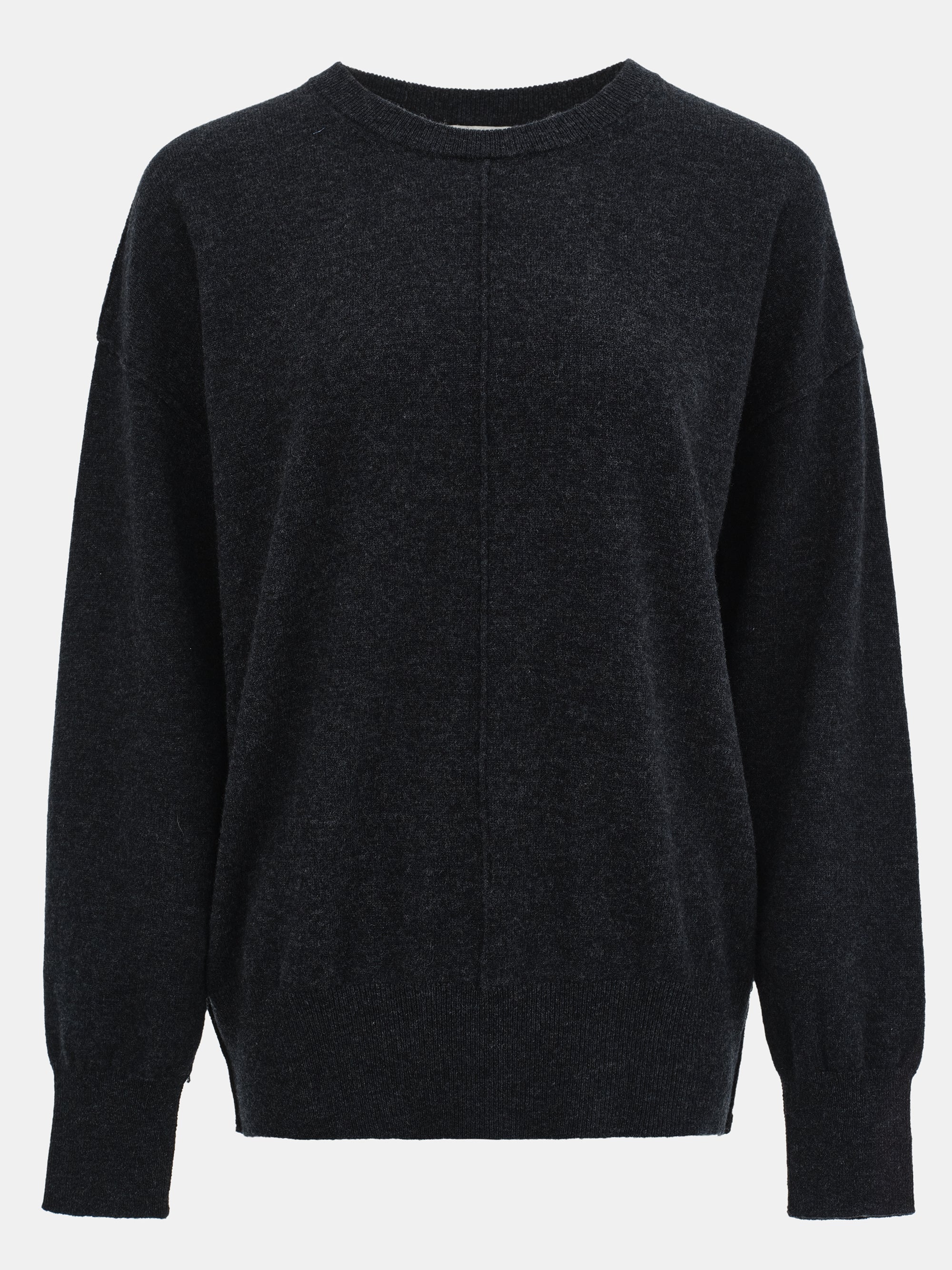 Round-Neck Wool Top, Black