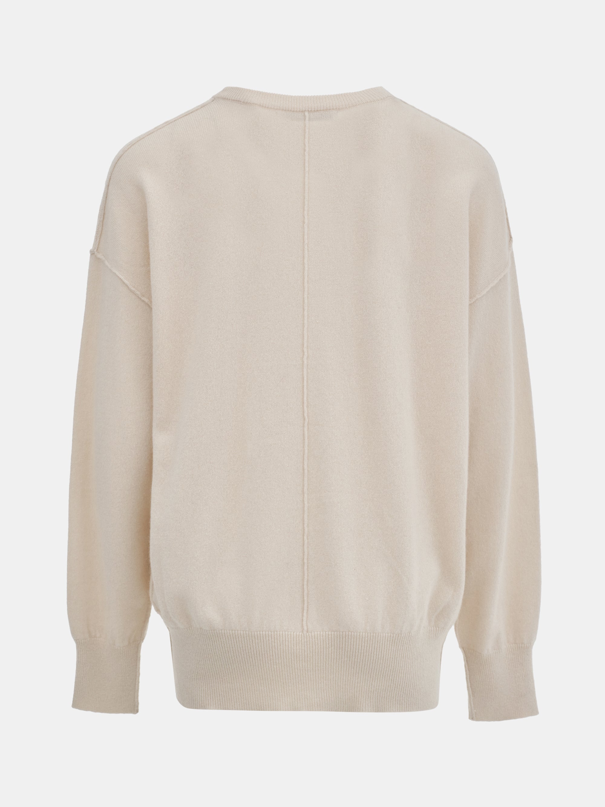 Round-Neck Wool Top, Ivory