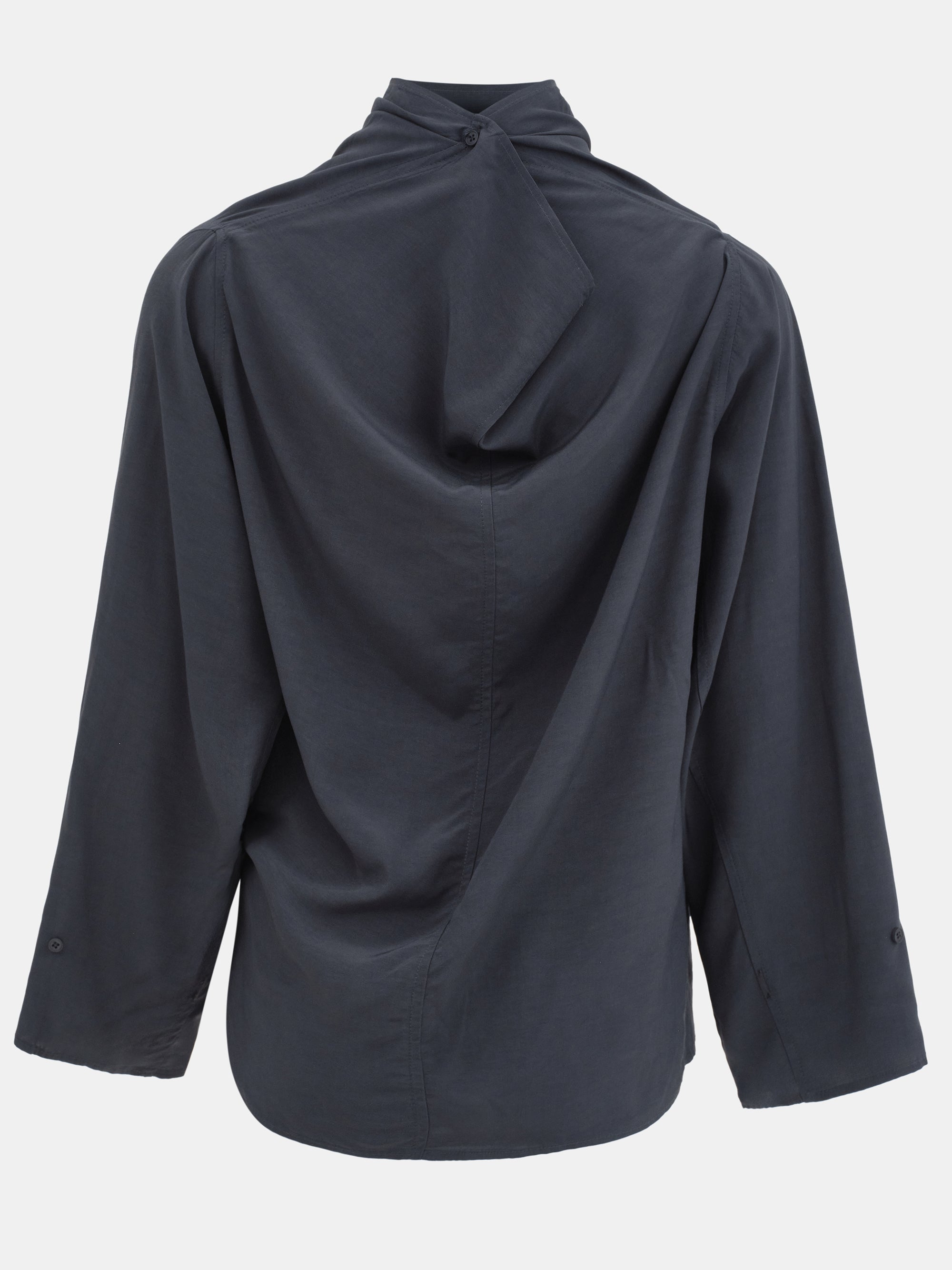 Cowl-Neck Drape Blouse, Charcoal