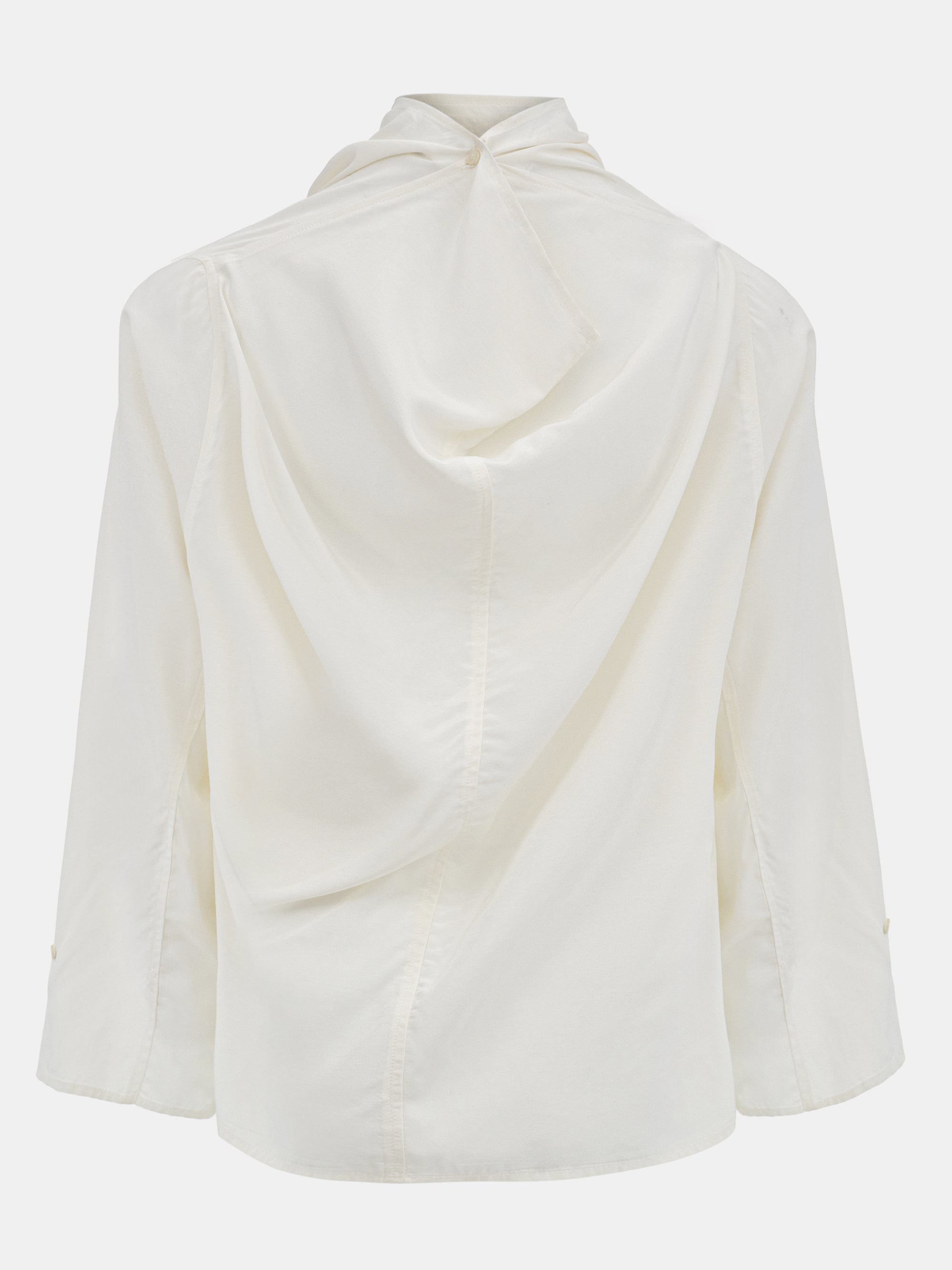 Cowl-Neck Drape Blouse, White