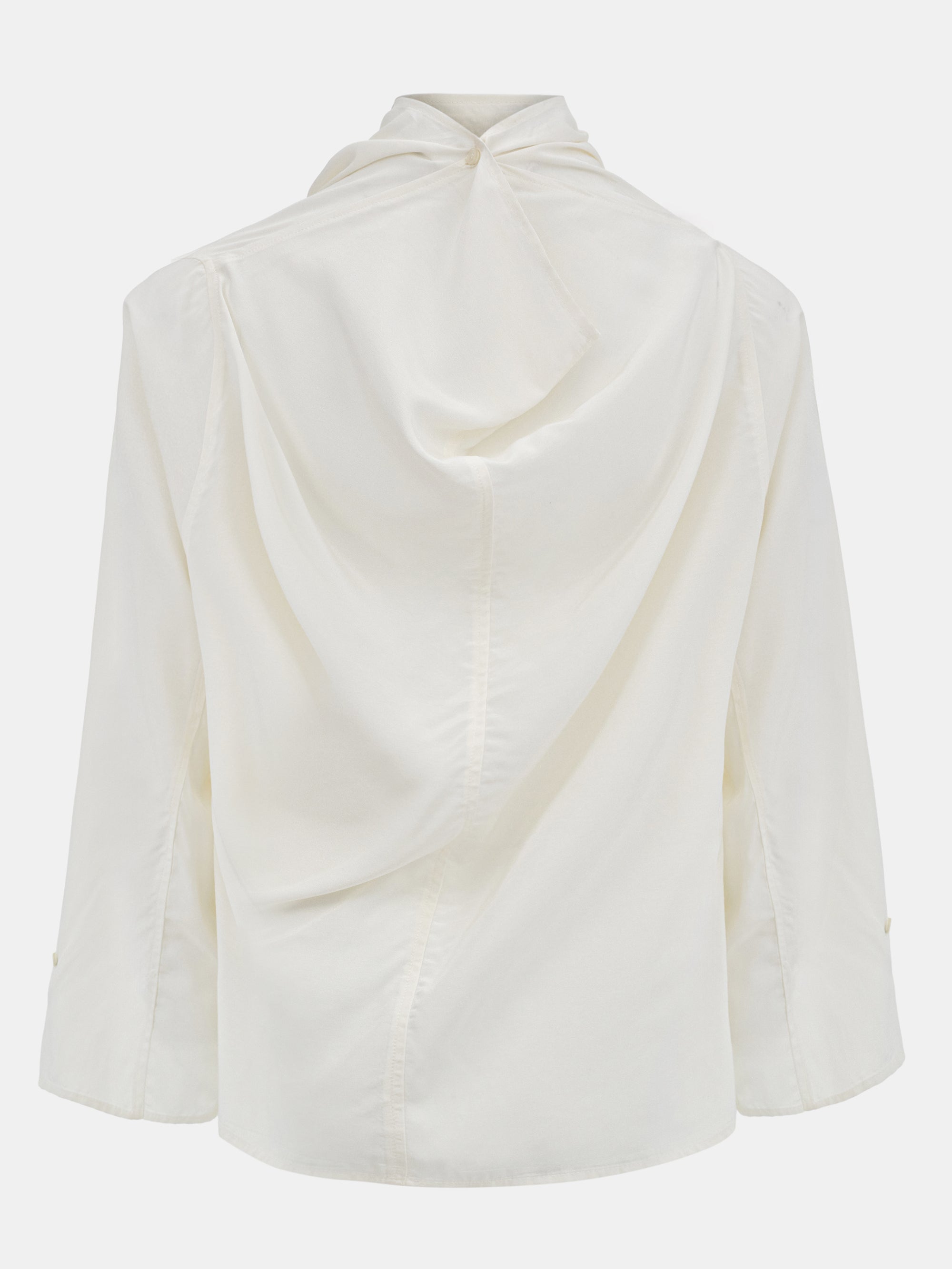 Cowl-Neck Drape Blouse, White