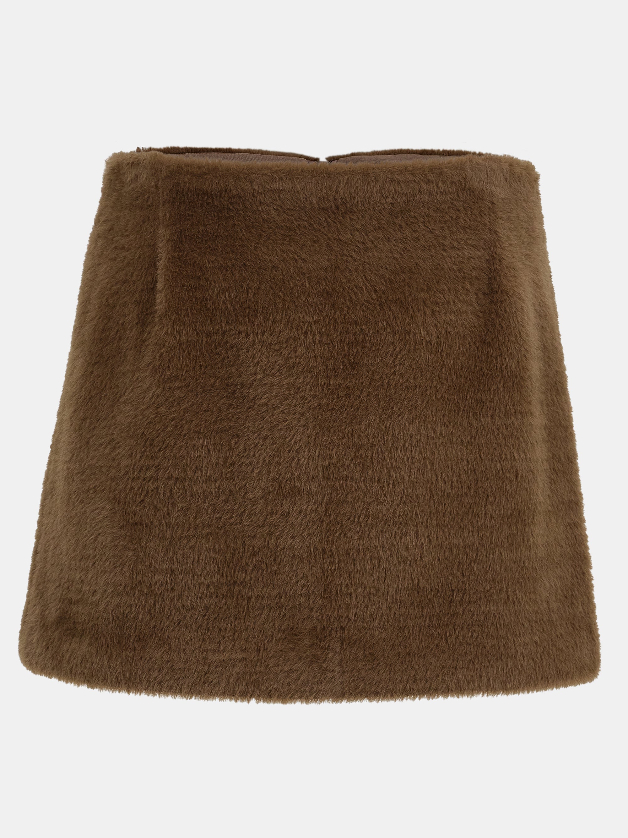 Short Pile Miniskirt, Brown