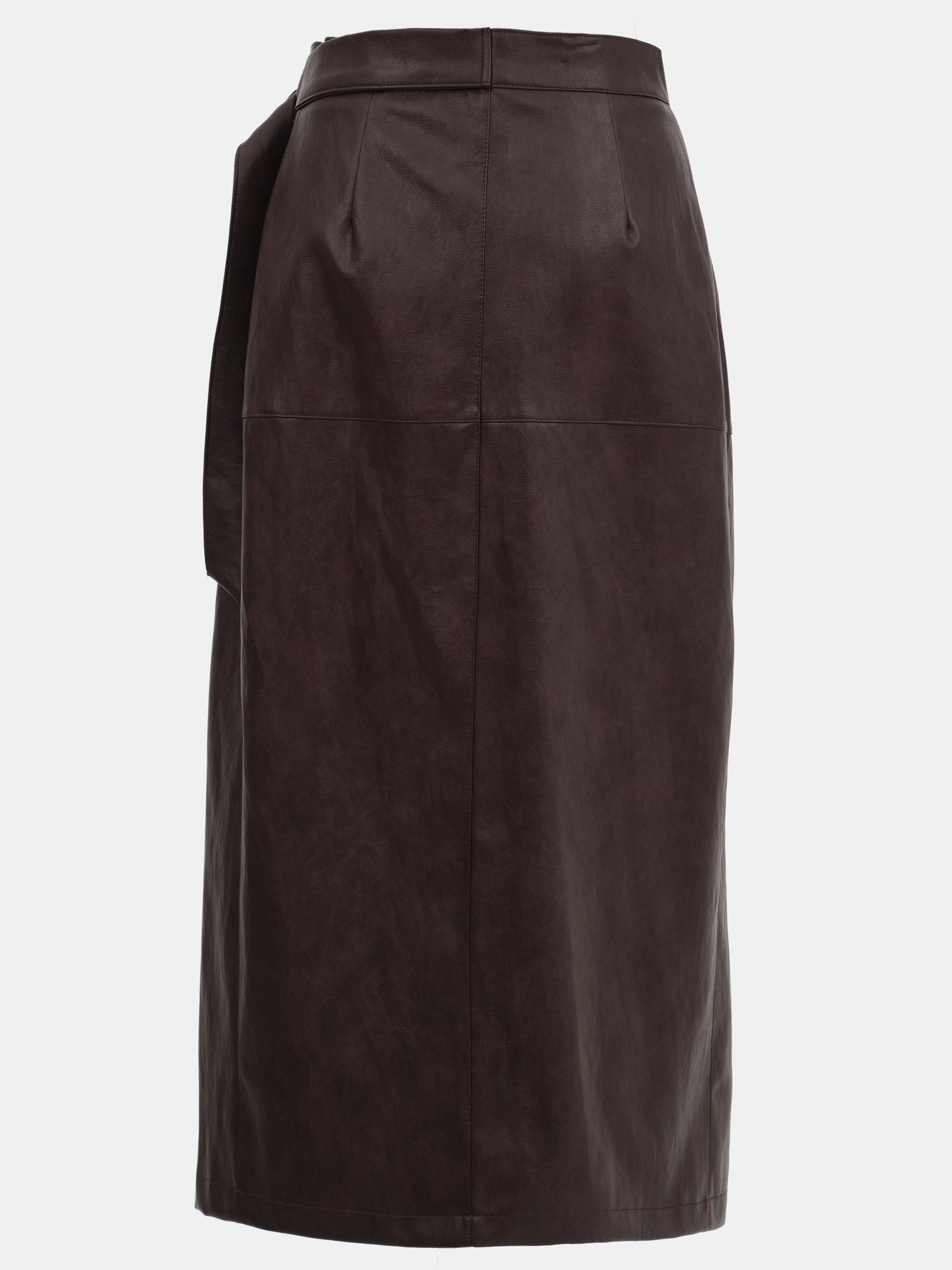 Cinch Belt Faux-Leather Skirt, Brown
