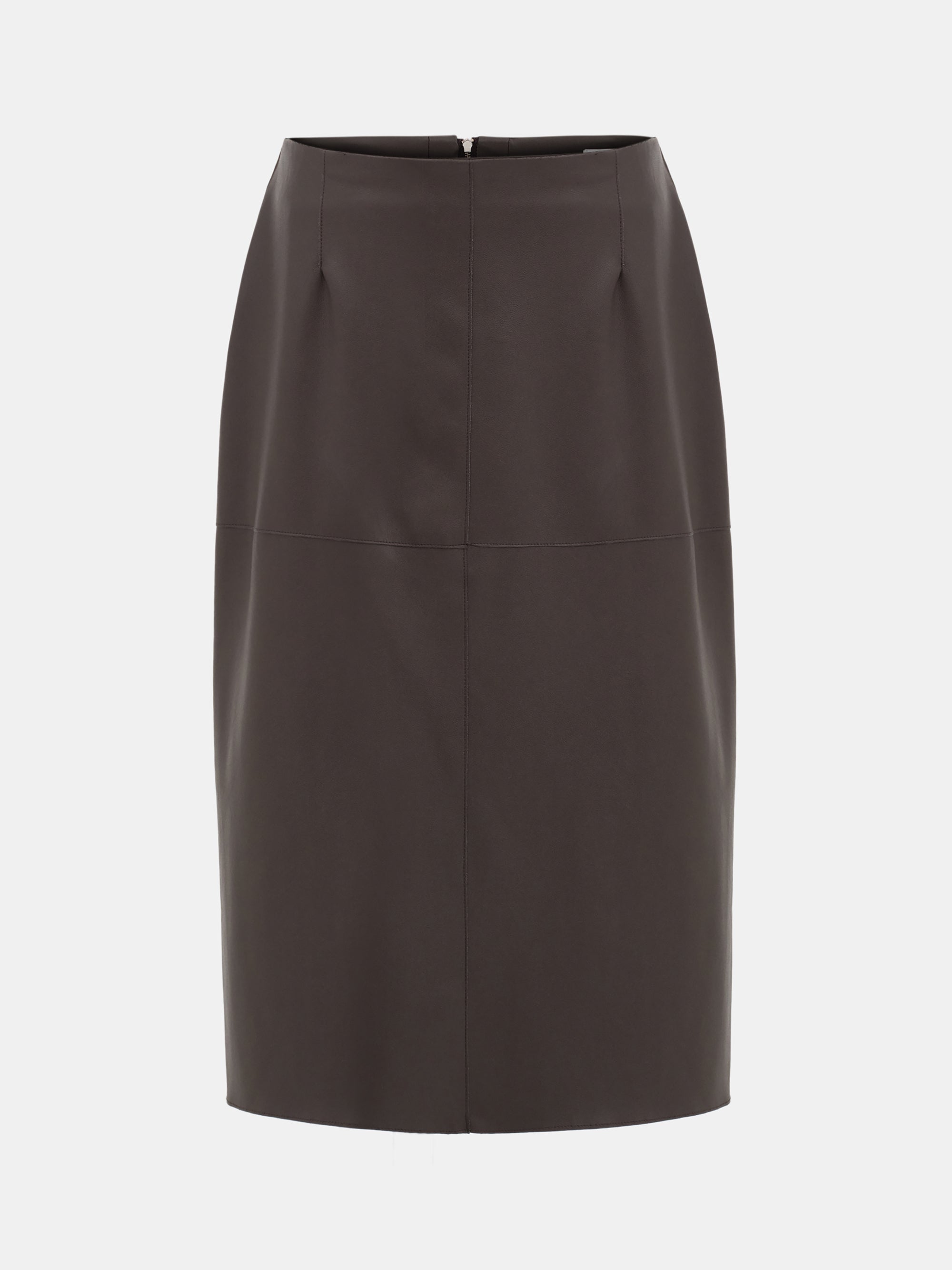 Paneled Faux Leather Skirt, Brown