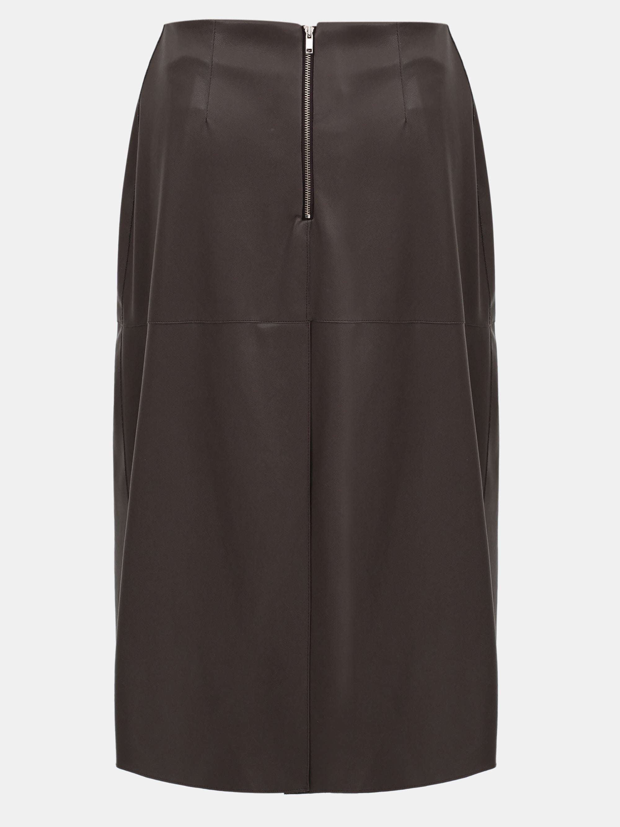 Paneled Faux Leather Skirt, Brown