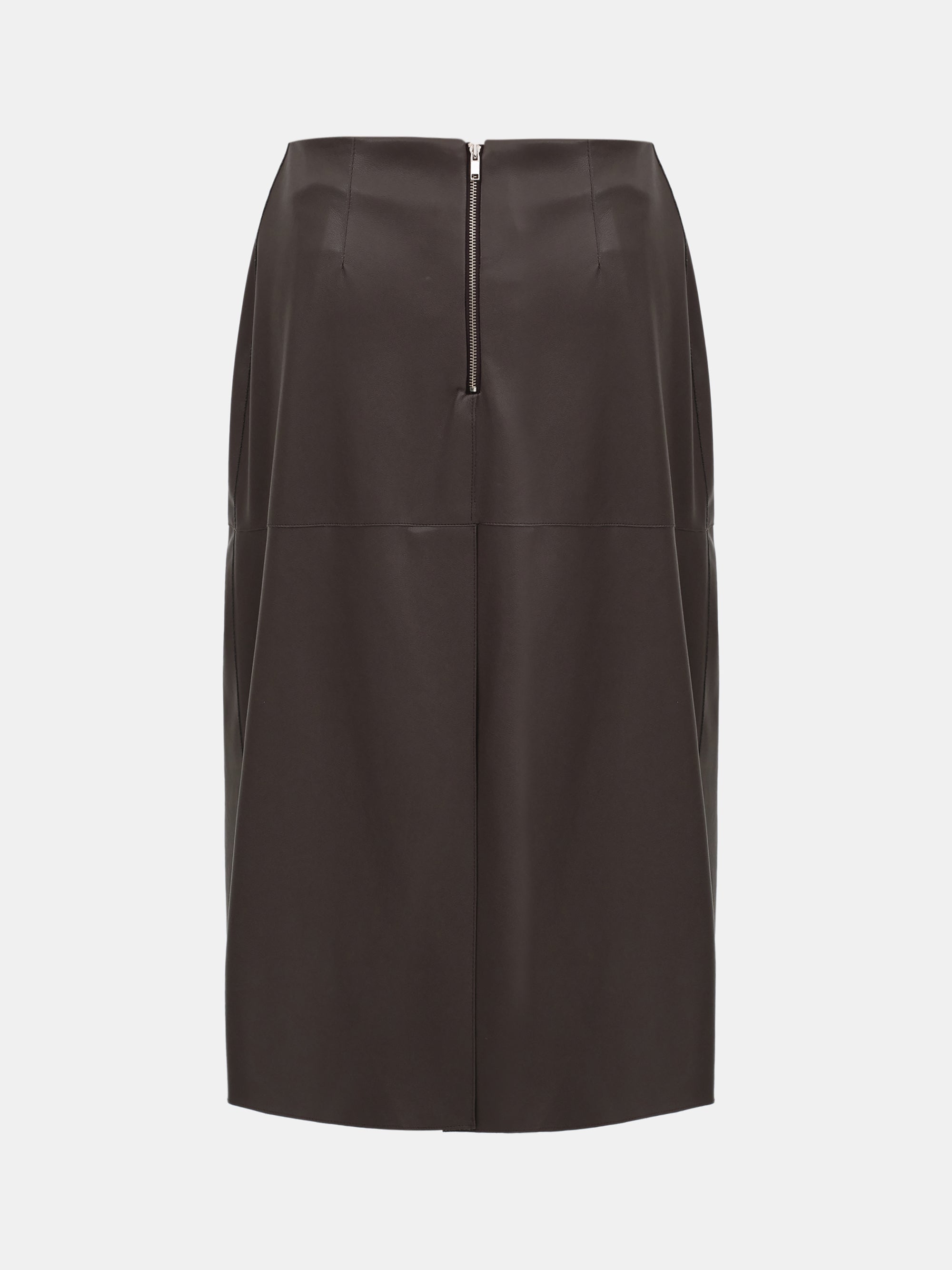 Paneled Faux Leather Skirt, Brown