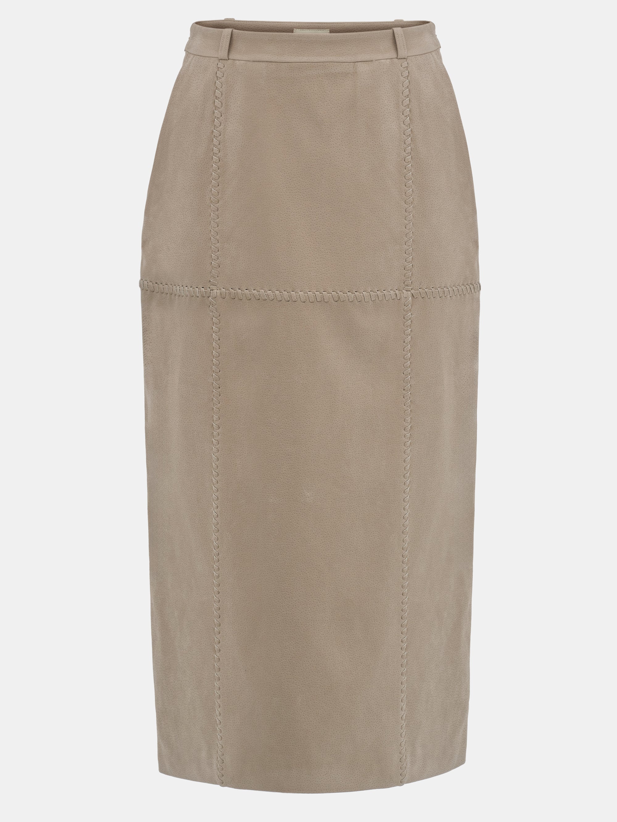 Suede Effect Midi Skirt, Nude