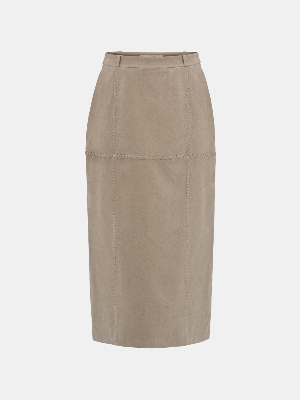 Idaho Suede Effect Midi Skirt, Beige