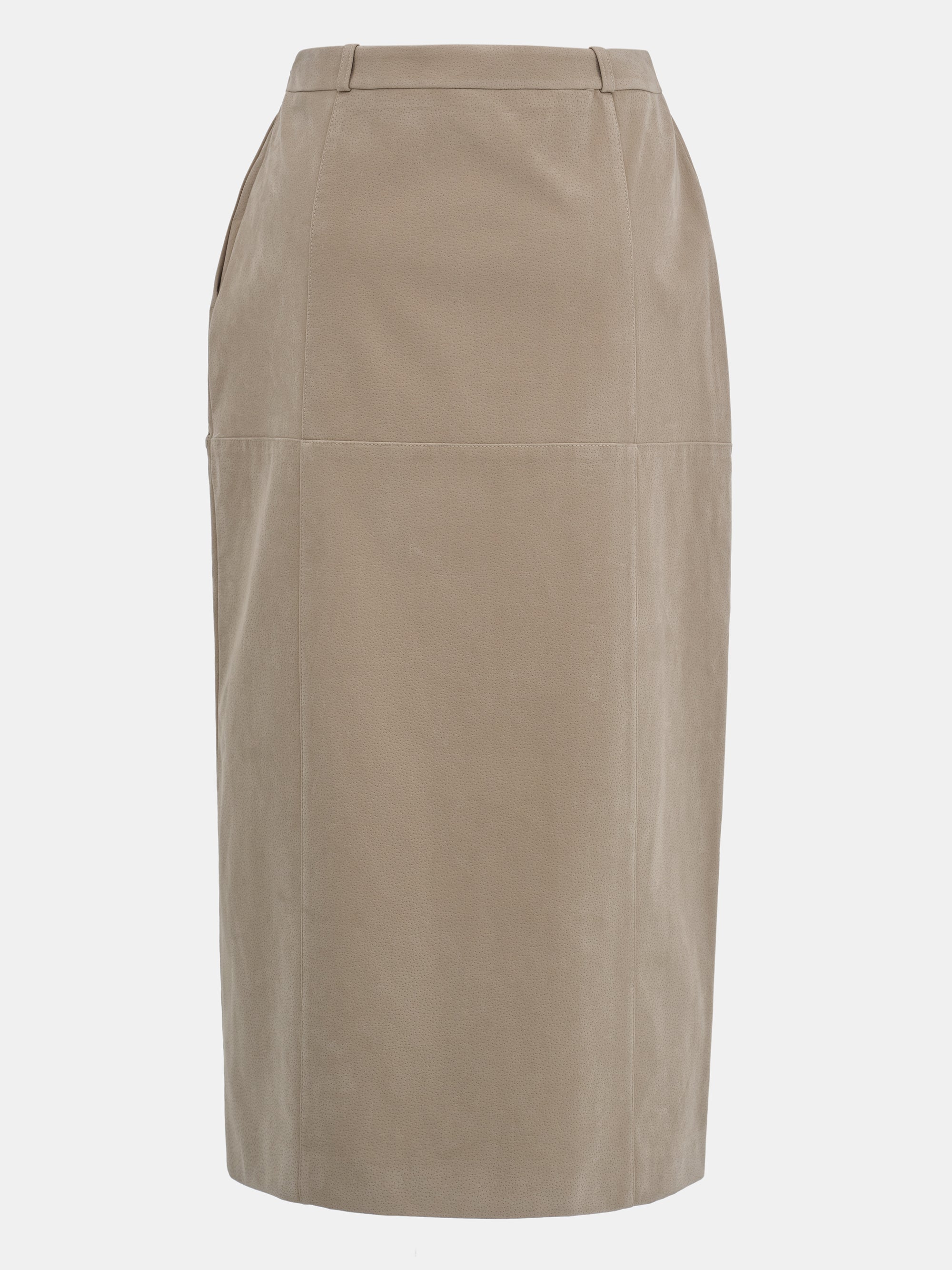 Suede Effect Midi Skirt, Nude