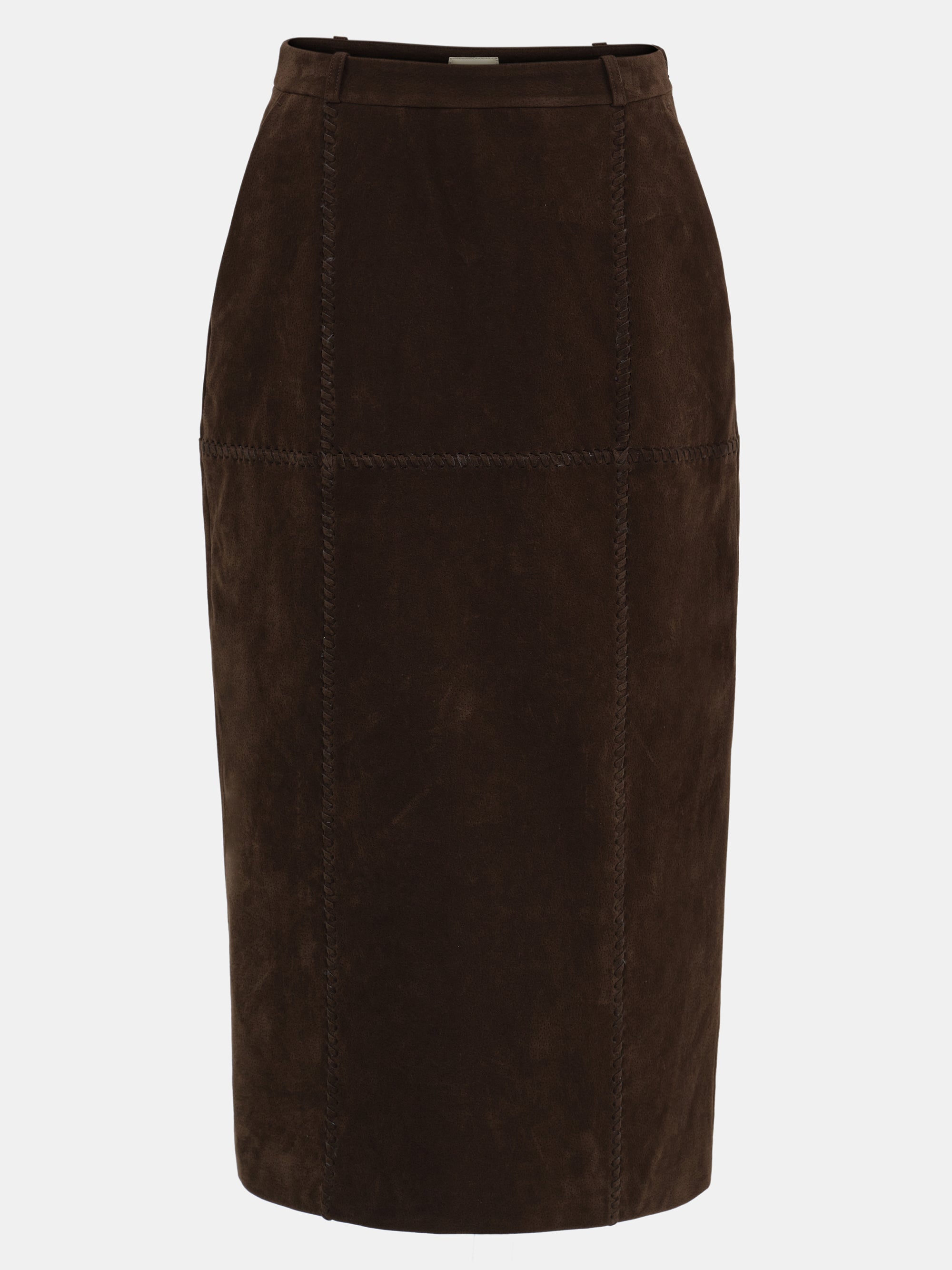 Suede Effect Midi Skirt, Brown