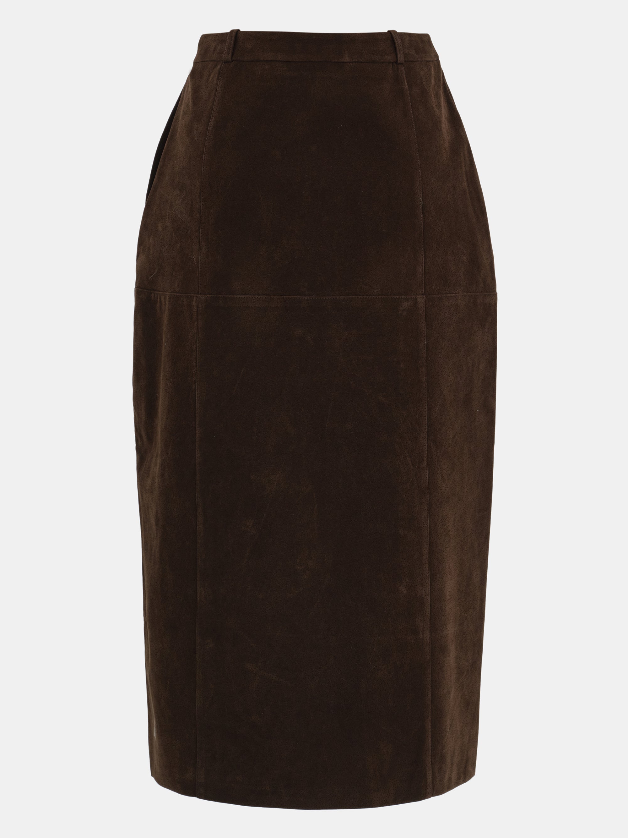 Suede Effect Midi Skirt, Brown