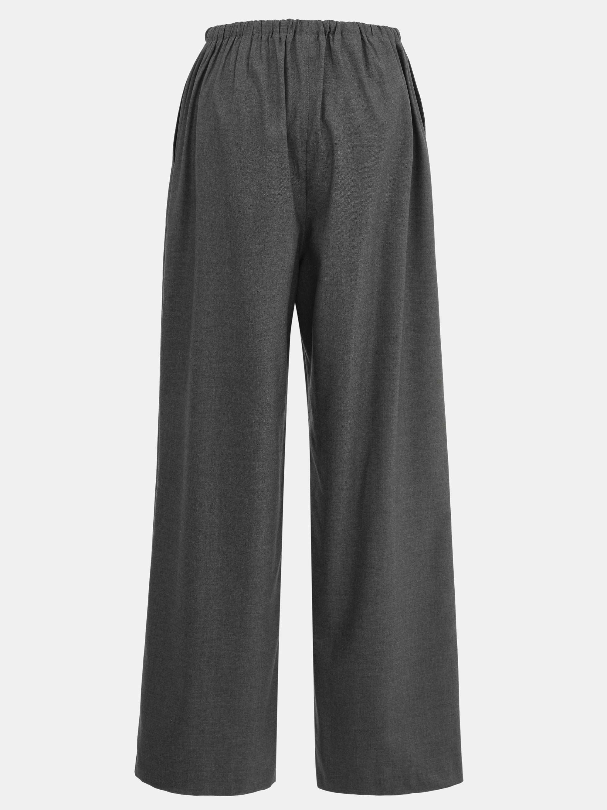 Drawstring Flannel Trousers, Grey