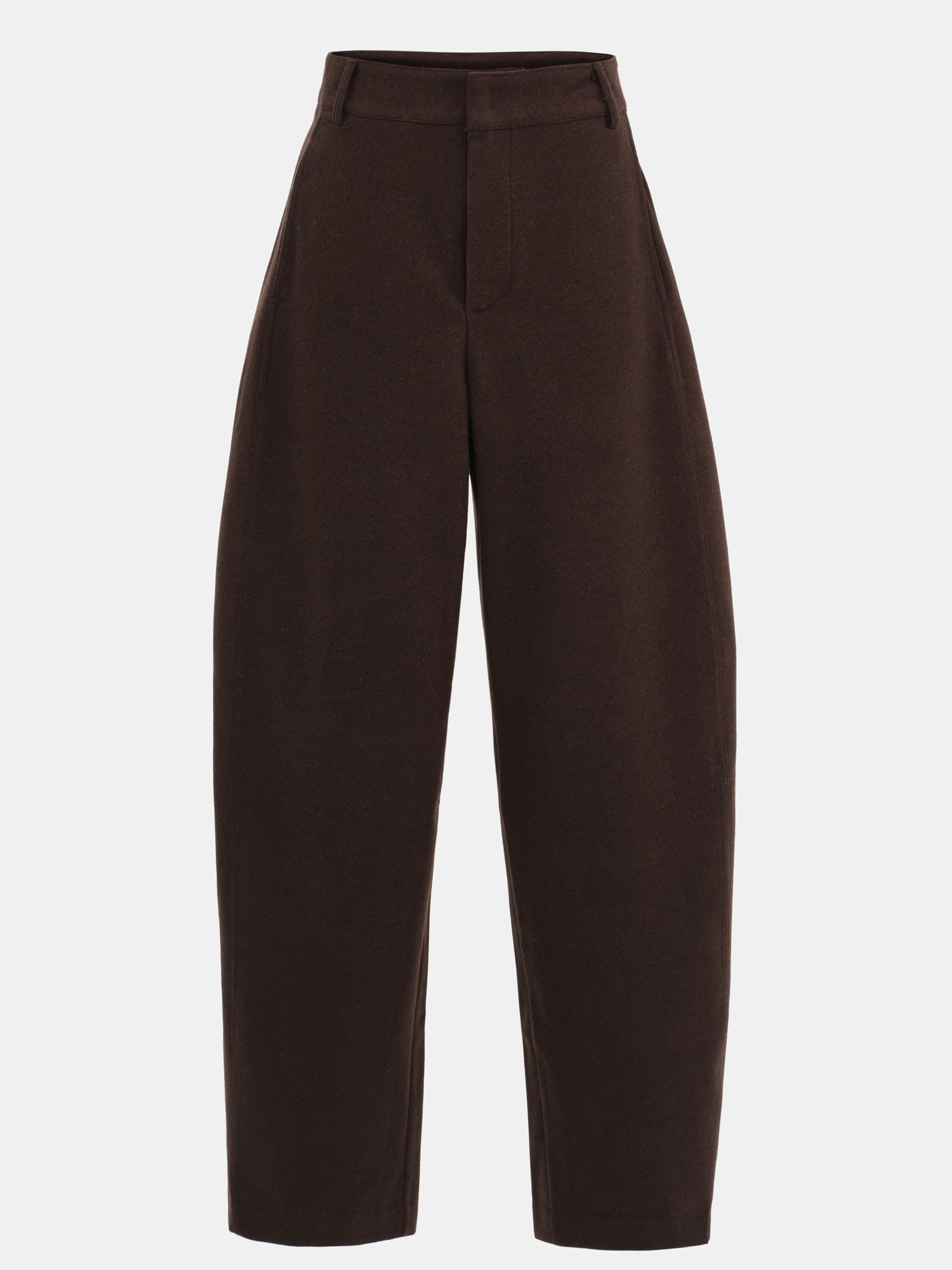 Barrel-Leg Hopsack Trousers, Brown