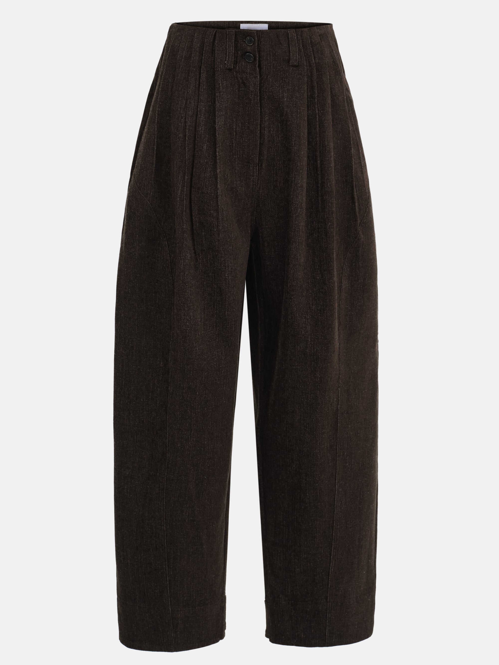 Sculpted Tuck Trousers, Brown
