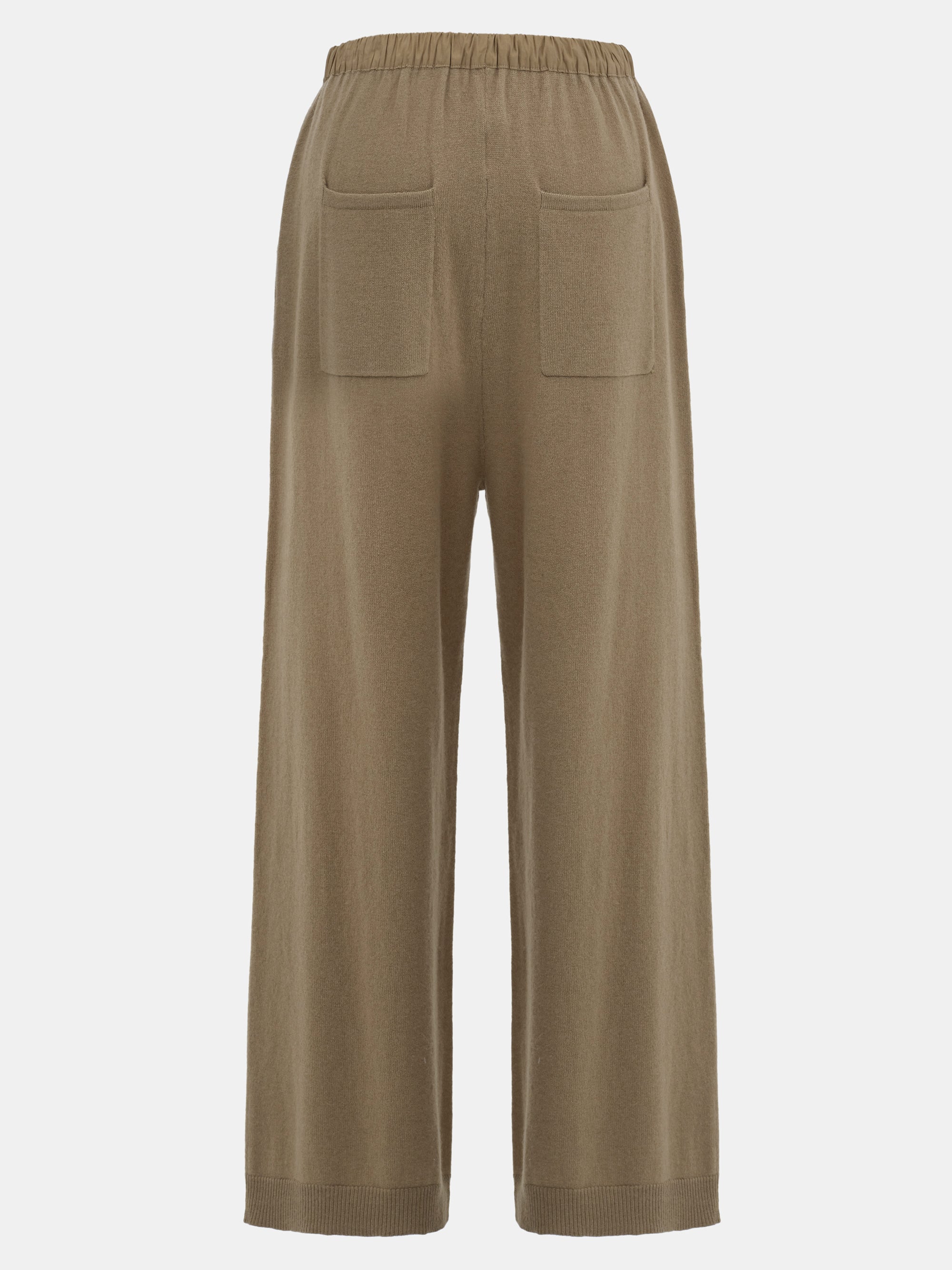 Elastic Waist Wool Pants, Brown