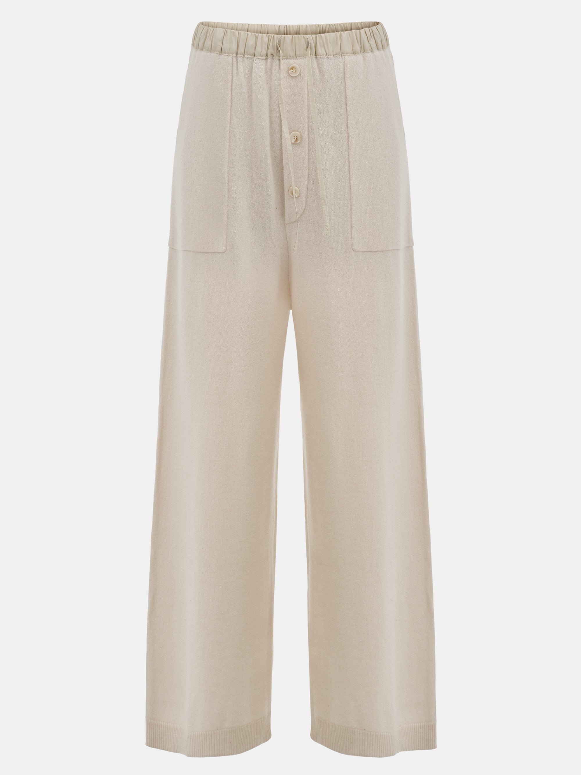 Elastic Waist Wool Pants, Ivory