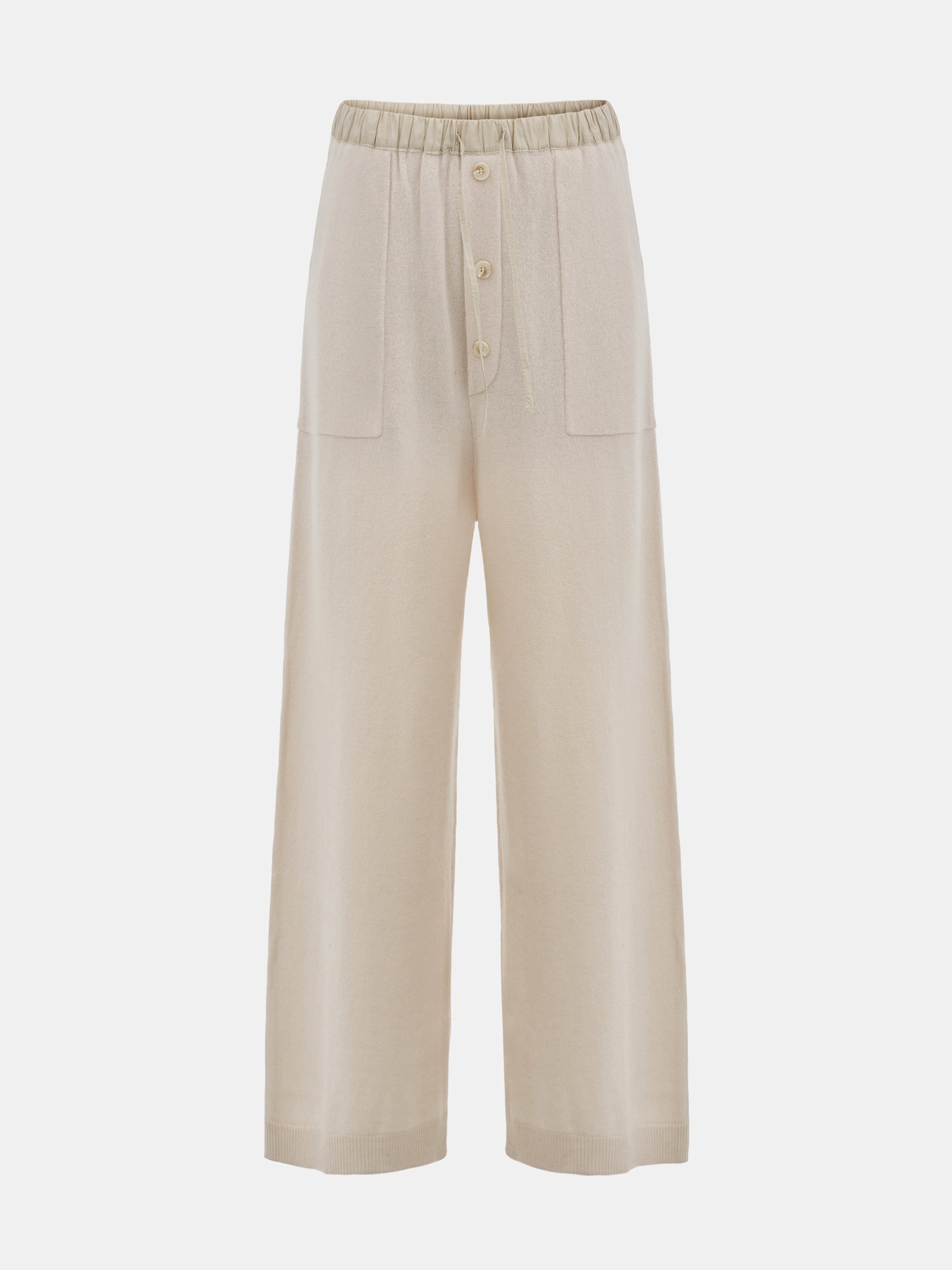 Elastic Waist Wool Pants, Ivory