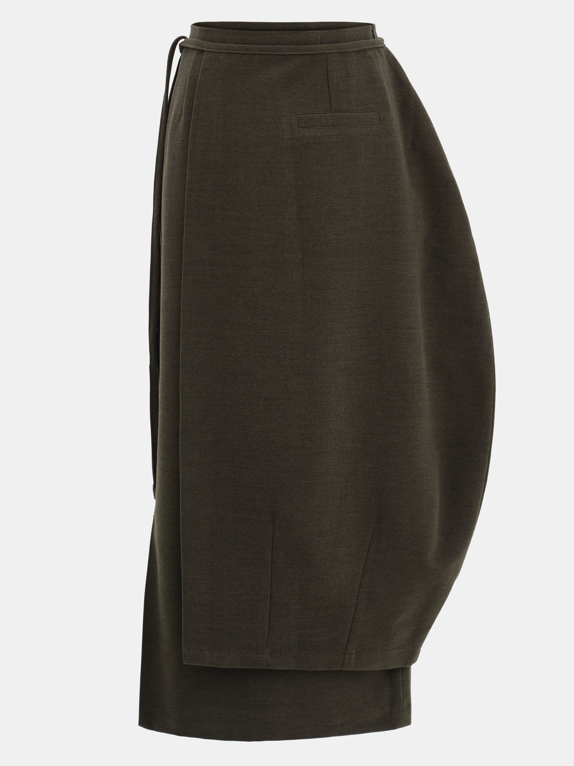 Sculpted Wrap Skirt, Olive