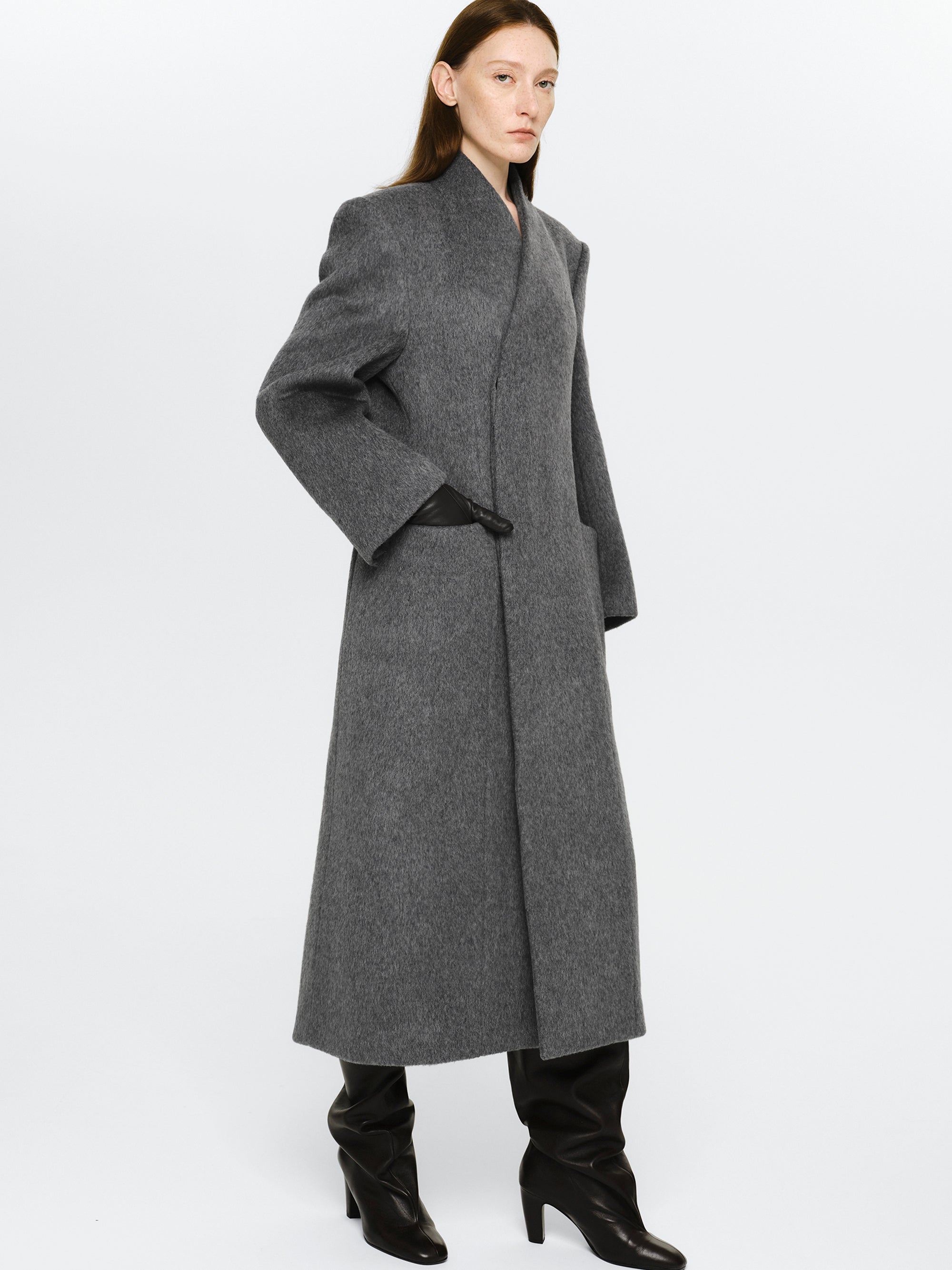 Corrin Wrap Coat, Charcoal