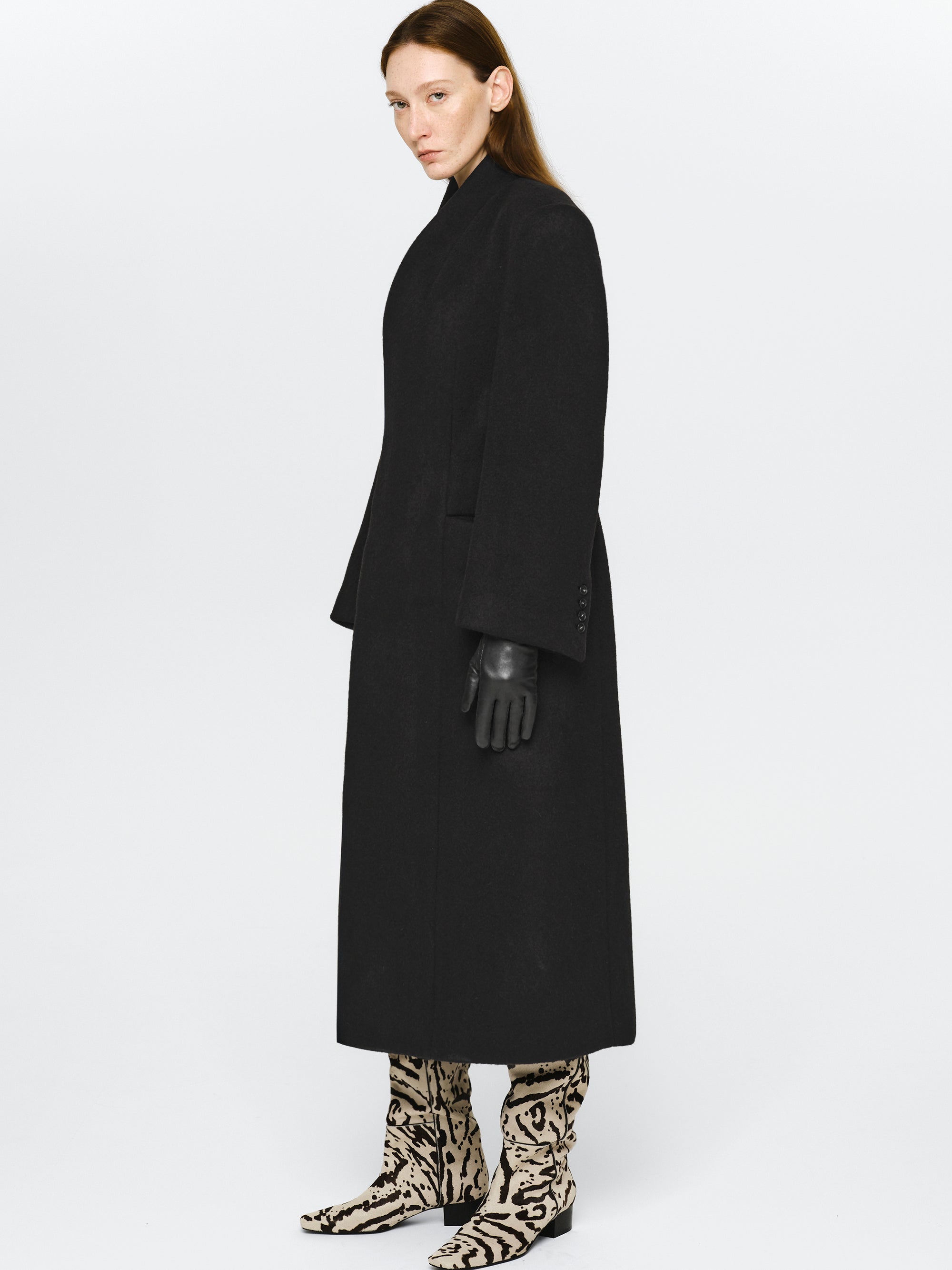 Corrin Wrap Coat, Black