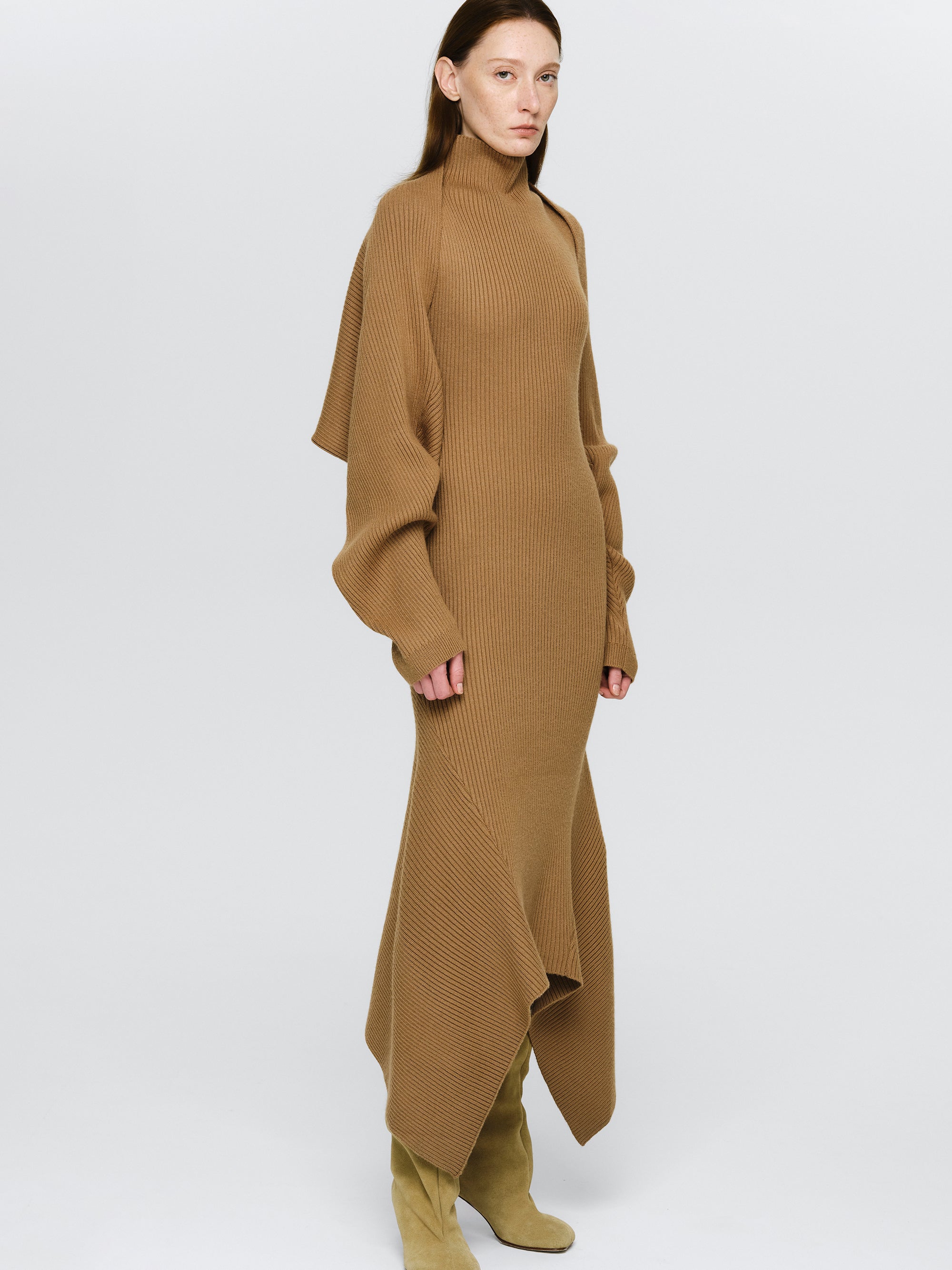 Shrug Knit Dress, Brown