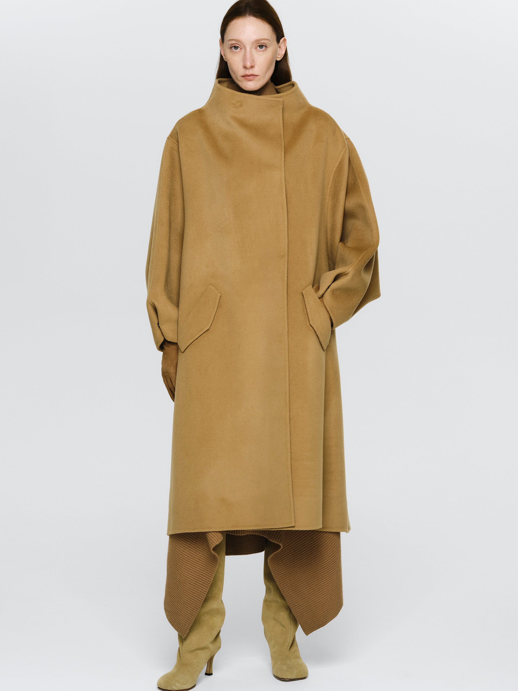 Wool-Cashmere Blend Coat, Camel