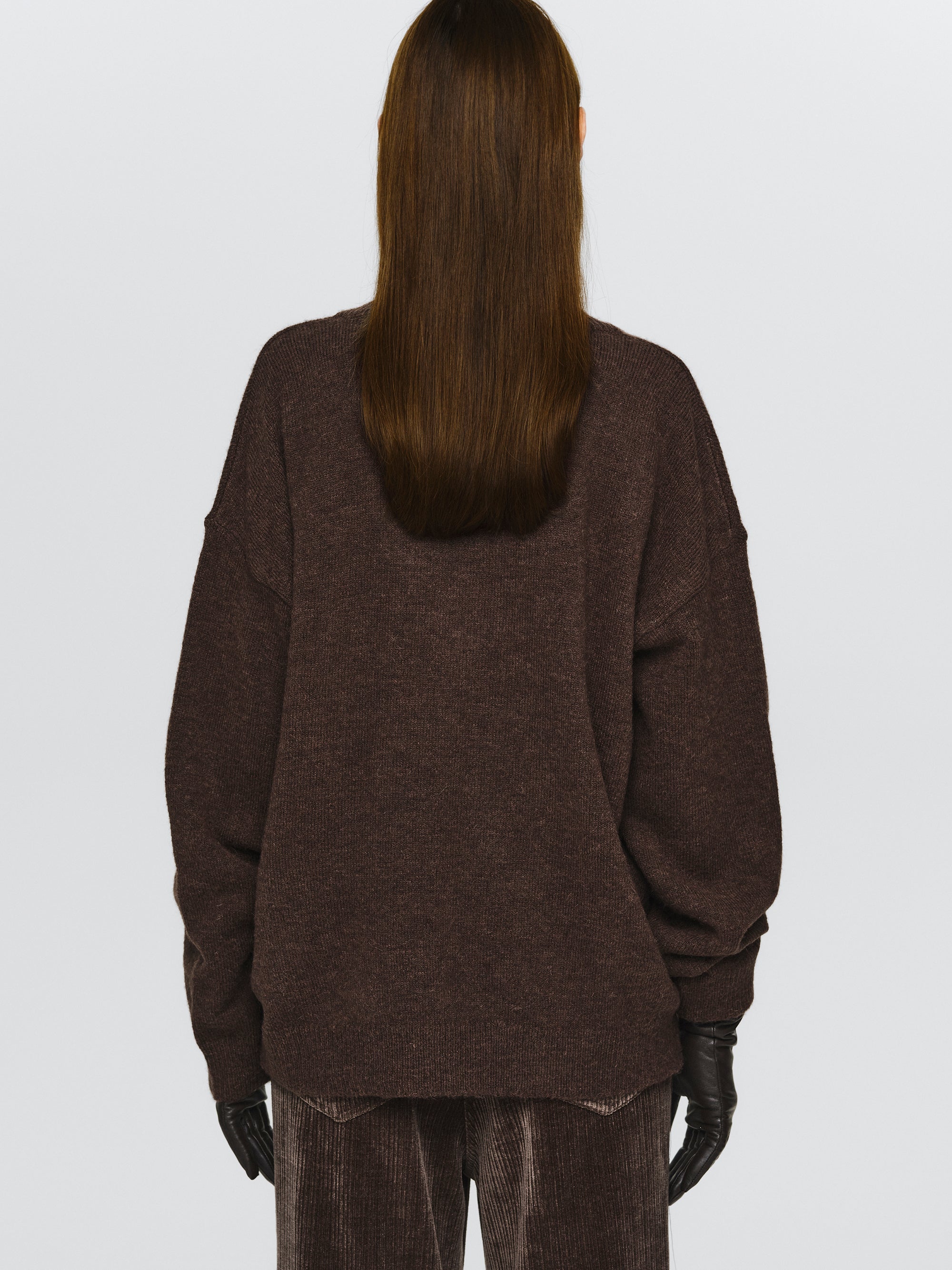 V-Neck Pullover, Brown