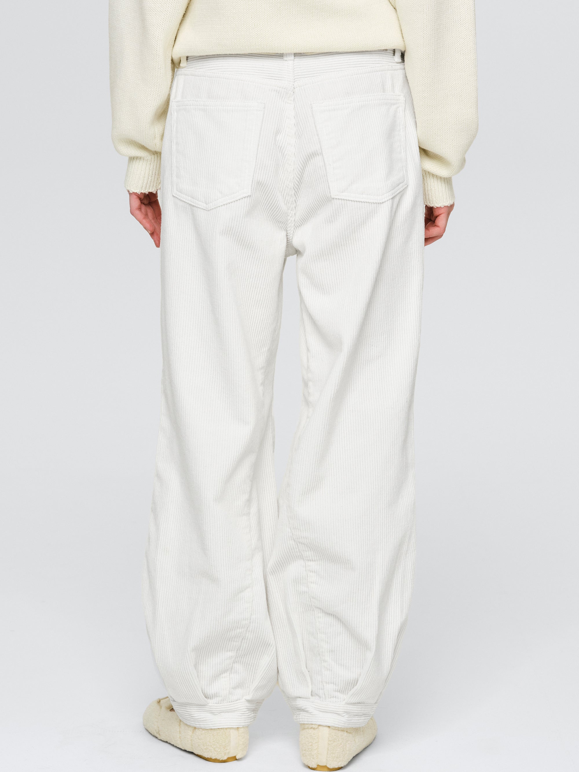 Corduroy Bubble Hem Pants, White